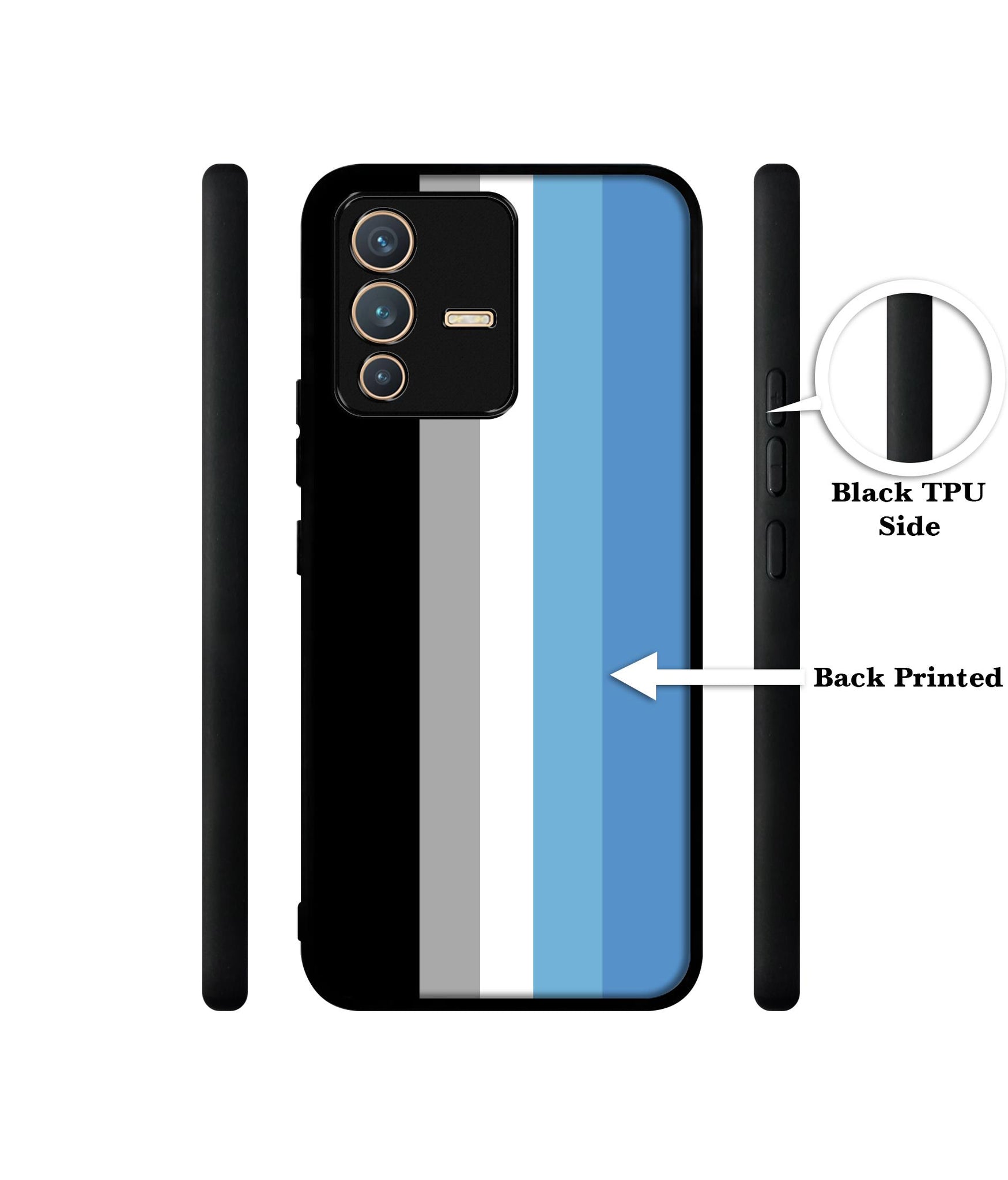 White and Blue Lines Designer 2D Printed Back Case Cover for Vivo V23 5G