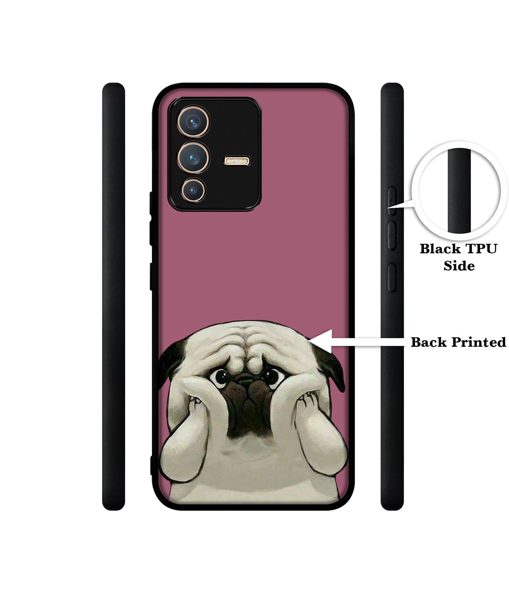 Cute Pug Holding Big Cheeks Designer 2D Printed Back Case Cover for Vivo V23 5G