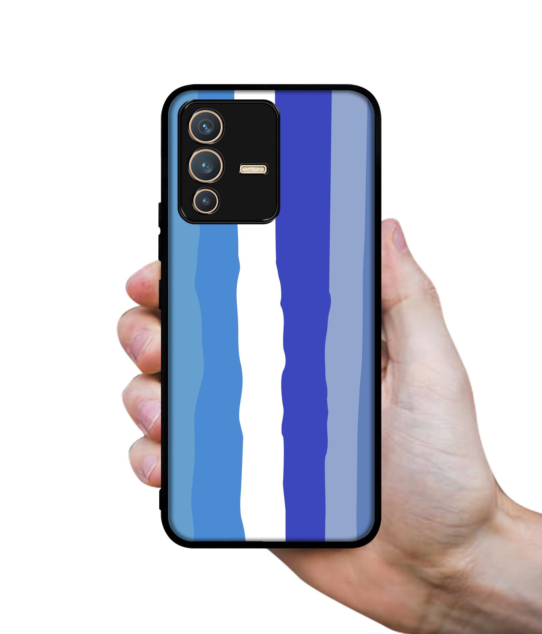 Blue Stripes Rainbow Designer 2D Printed Back Case Cover for Vivo V23 5G