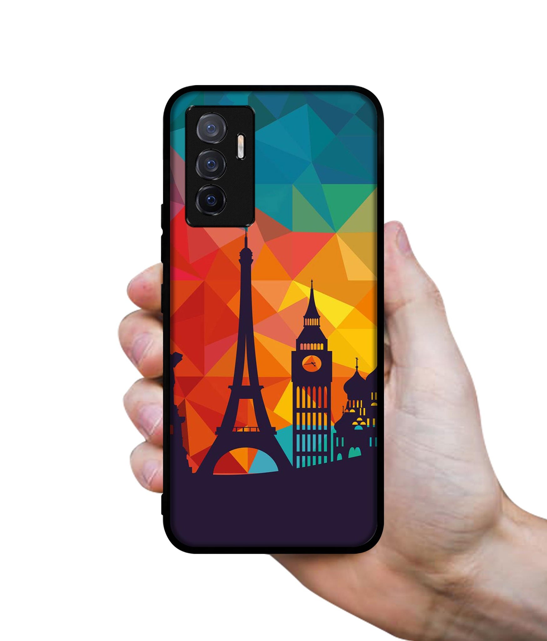 Colored Paris Designer 2D Printed Back Case Cover for Vivo V23e 5G / Y75 4G