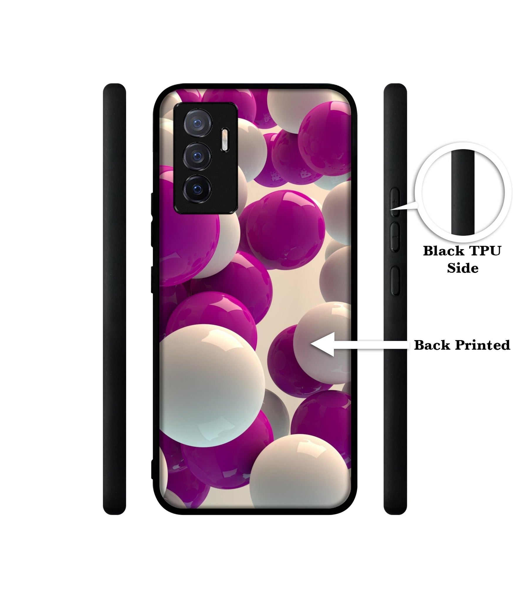 3D Balloons Designer 2D Printed Back Case Cover for Vivo V23e 5G / Y75 4G