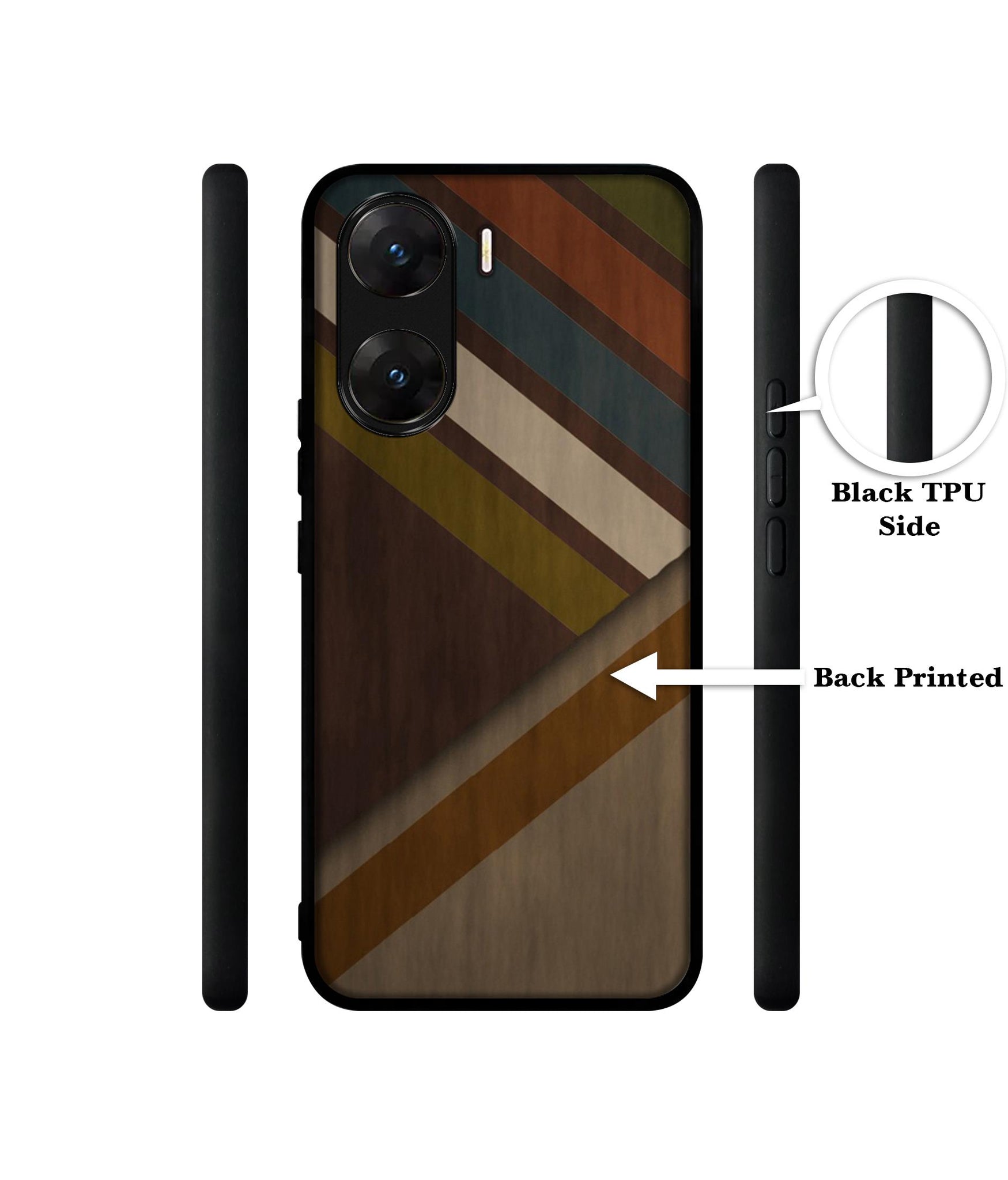 Colorful Wooden Pattern Designer 2D Printed Back Case Cover for Vivo V29E 5G