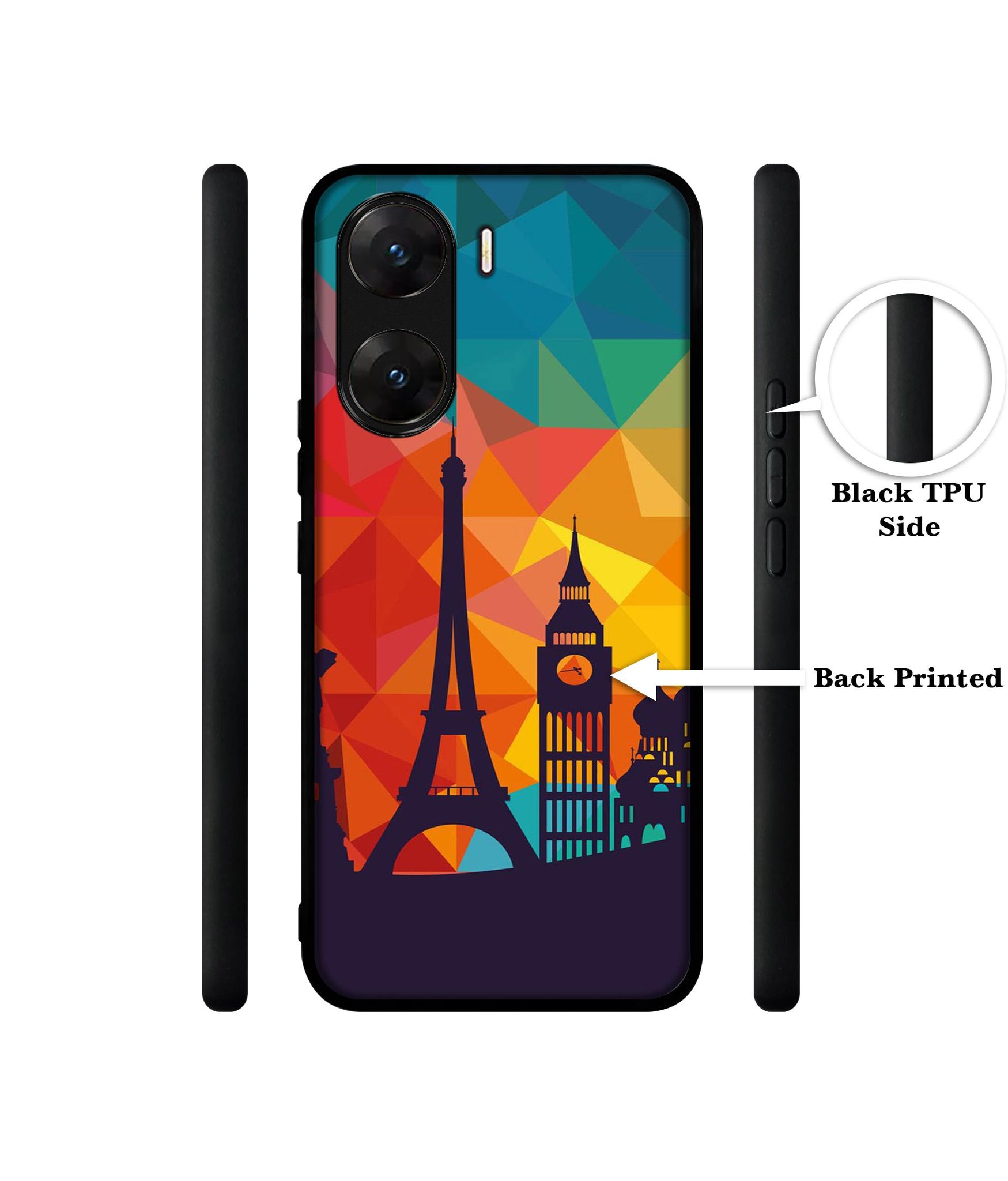 Colored Paris Designer 2D Printed Back Case Cover for Vivo V29E 5G