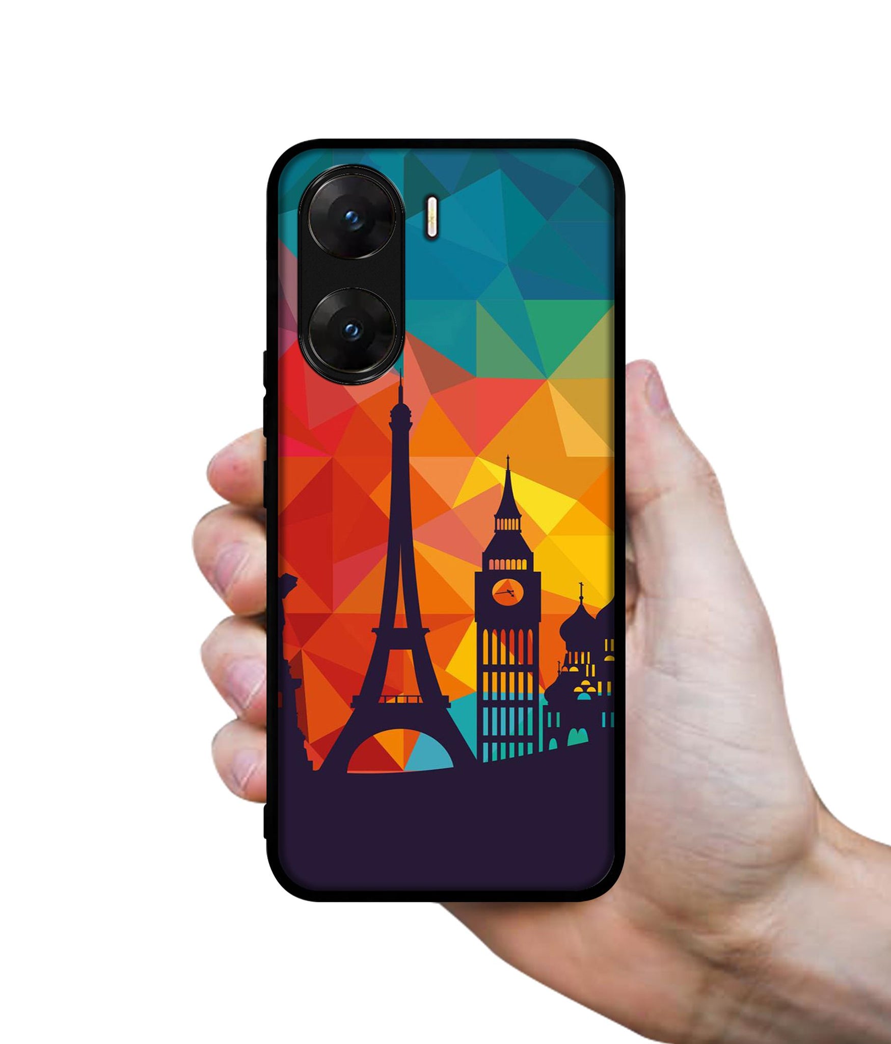 Colored Paris Designer 2D Printed Back Case Cover for Vivo V29E 5G