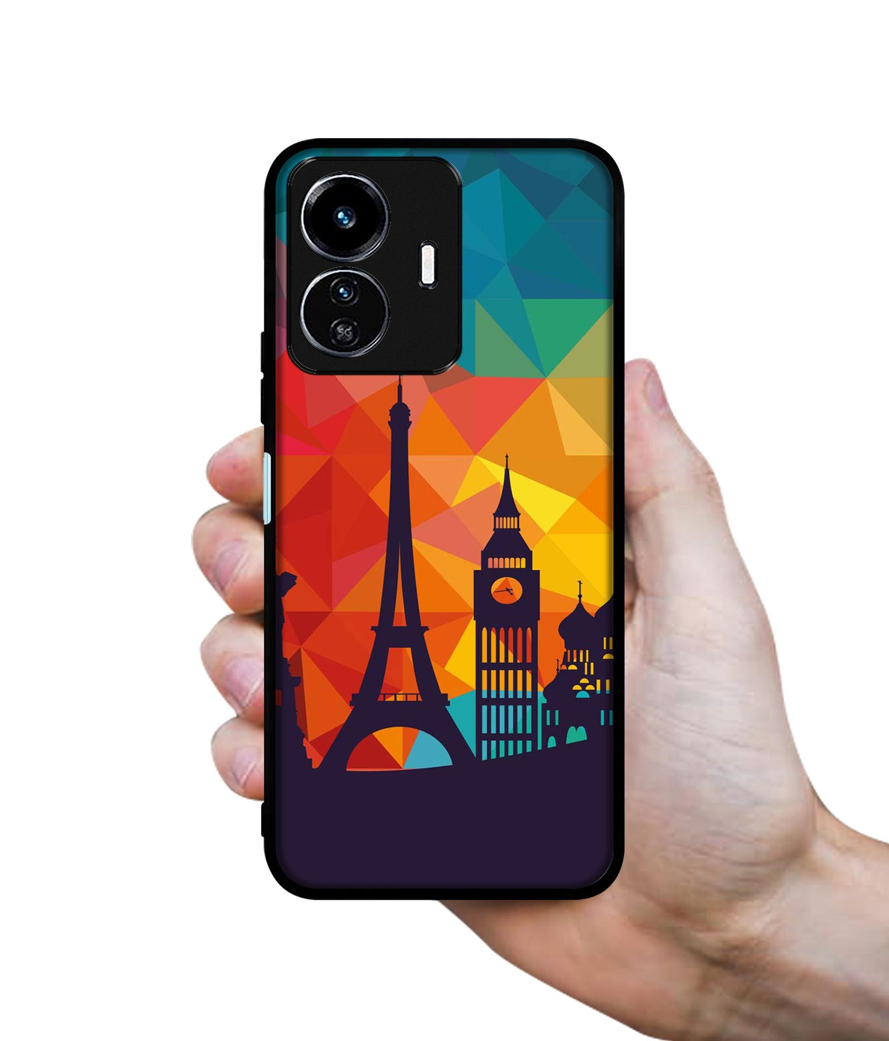 Colored Paris Designer 2D Printed Back Case Cover for Vivo Y77 5G