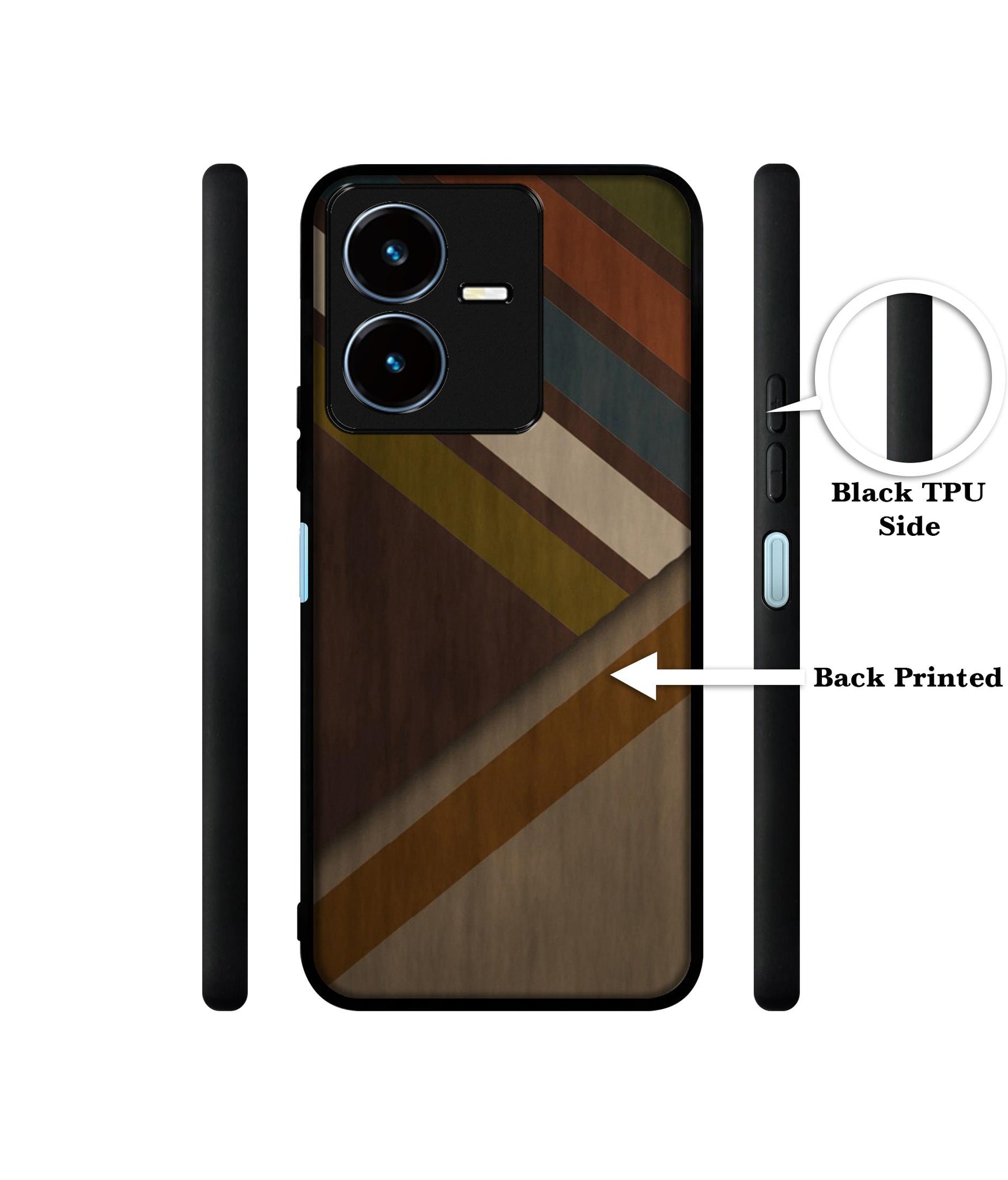 Colorful Wooden Pattern Designer 2D Printed Back Case Cover for Vivo Y22 4G / Y22S 4G