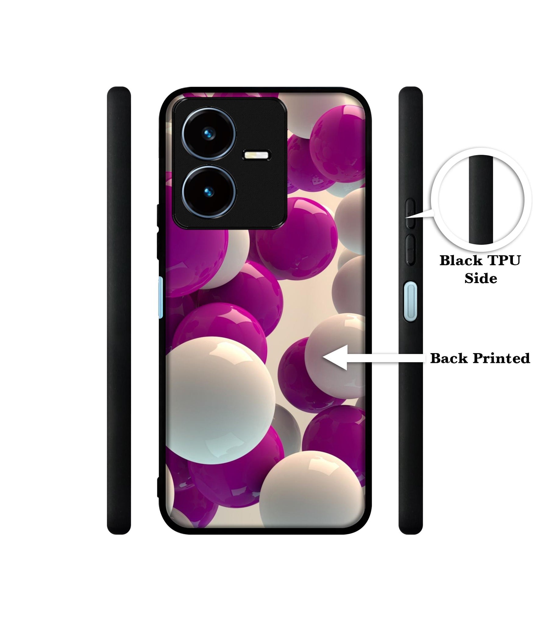 3D Balloons Designer 2D Printed Back Case Cover for Vivo Y22 4G / Y22S 4G