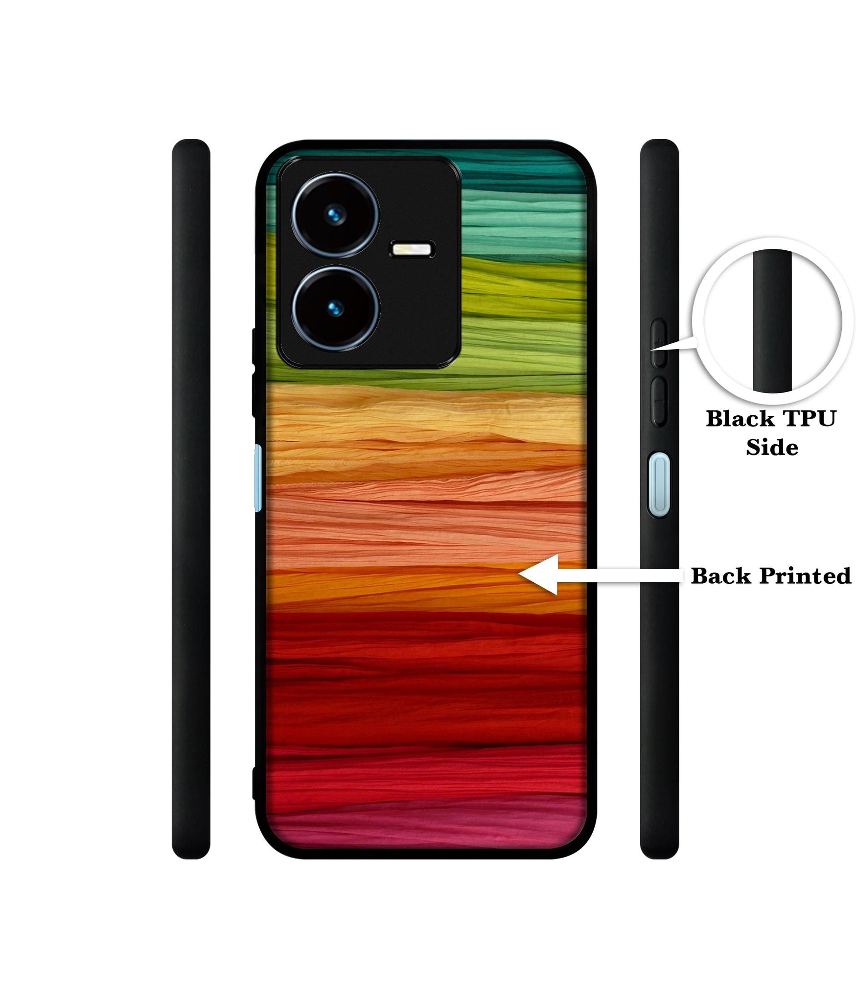 Colorful Thread Designer 2D Printed Back Case Cover for Vivo Y22 4G / Y22S 4G