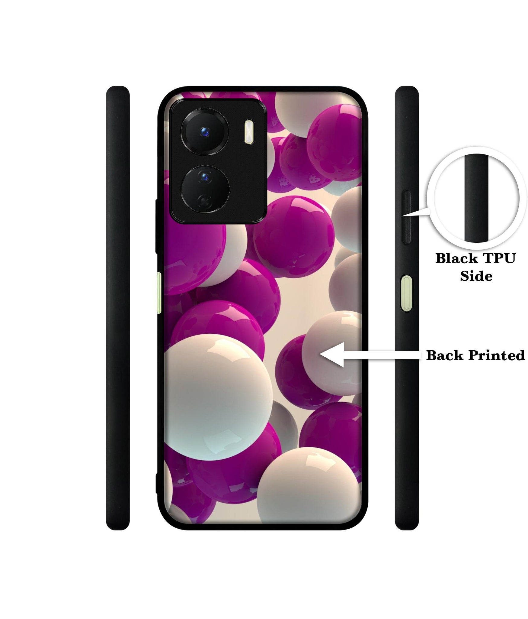 3D Balloons Designer 2D Printed Back Case Cover for Vivo Y16 4G / Y56 5G / T2x 5G