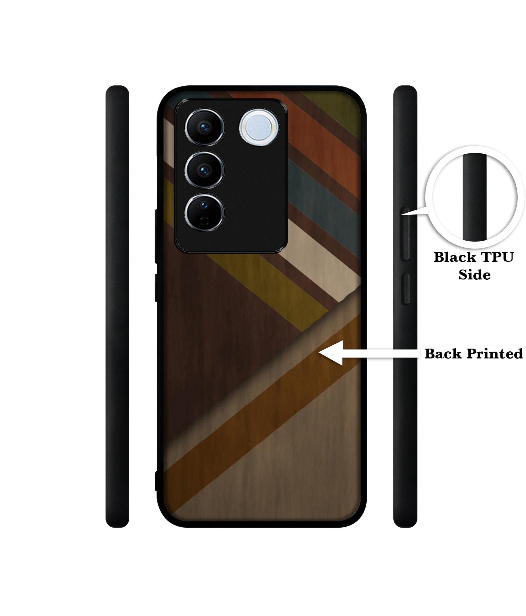 Colorful Wooden Pattern Designer 2D Printed Back Case Cover for Vivo V27 5G / V27 Pro 5G / S16 5G