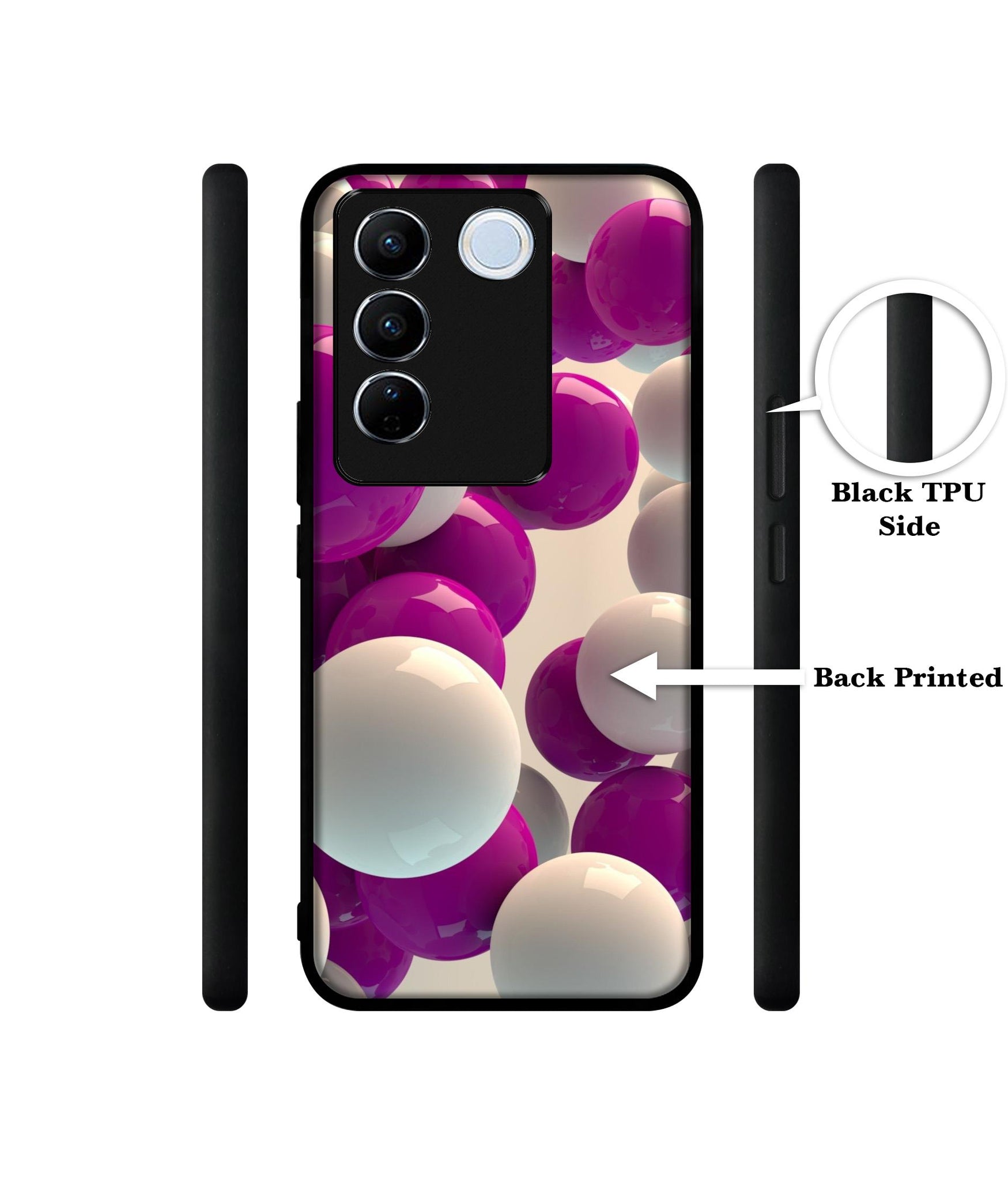 3D Balloons Designer 2D Printed Back Case Cover for Vivo V27 5G / V27 Pro 5G / S16 5G