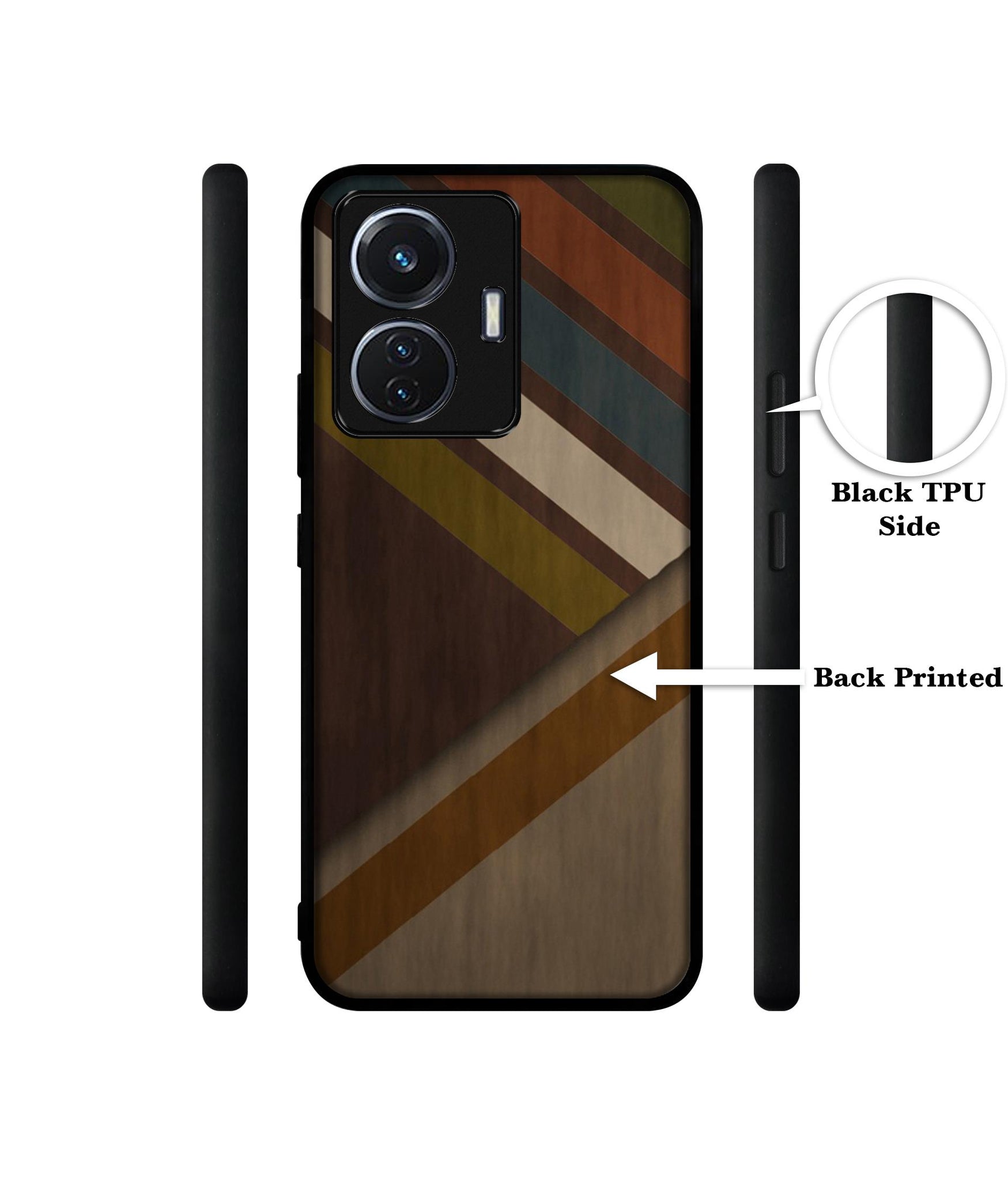 Colorful Wooden Pattern Designer 2D Printed Back Case Cover for Vivo Y55 4G / T1 44W 4G / iQOO Z6 44W 4G