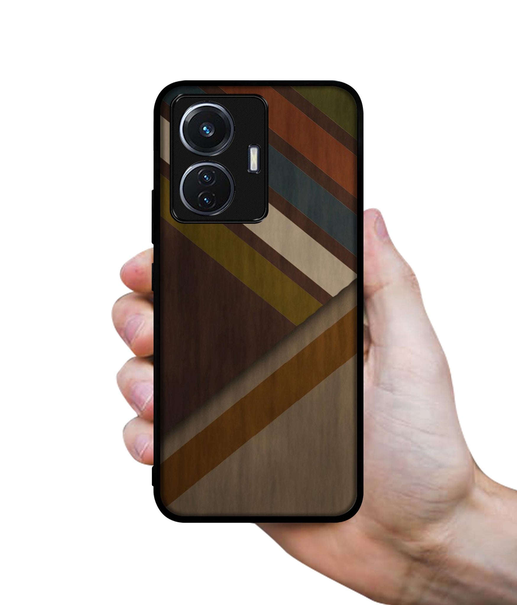 Colorful Wooden Pattern Designer 2D Printed Back Case Cover for Vivo Y55 4G / T1 44W 4G / iQOO Z6 44W 4G
