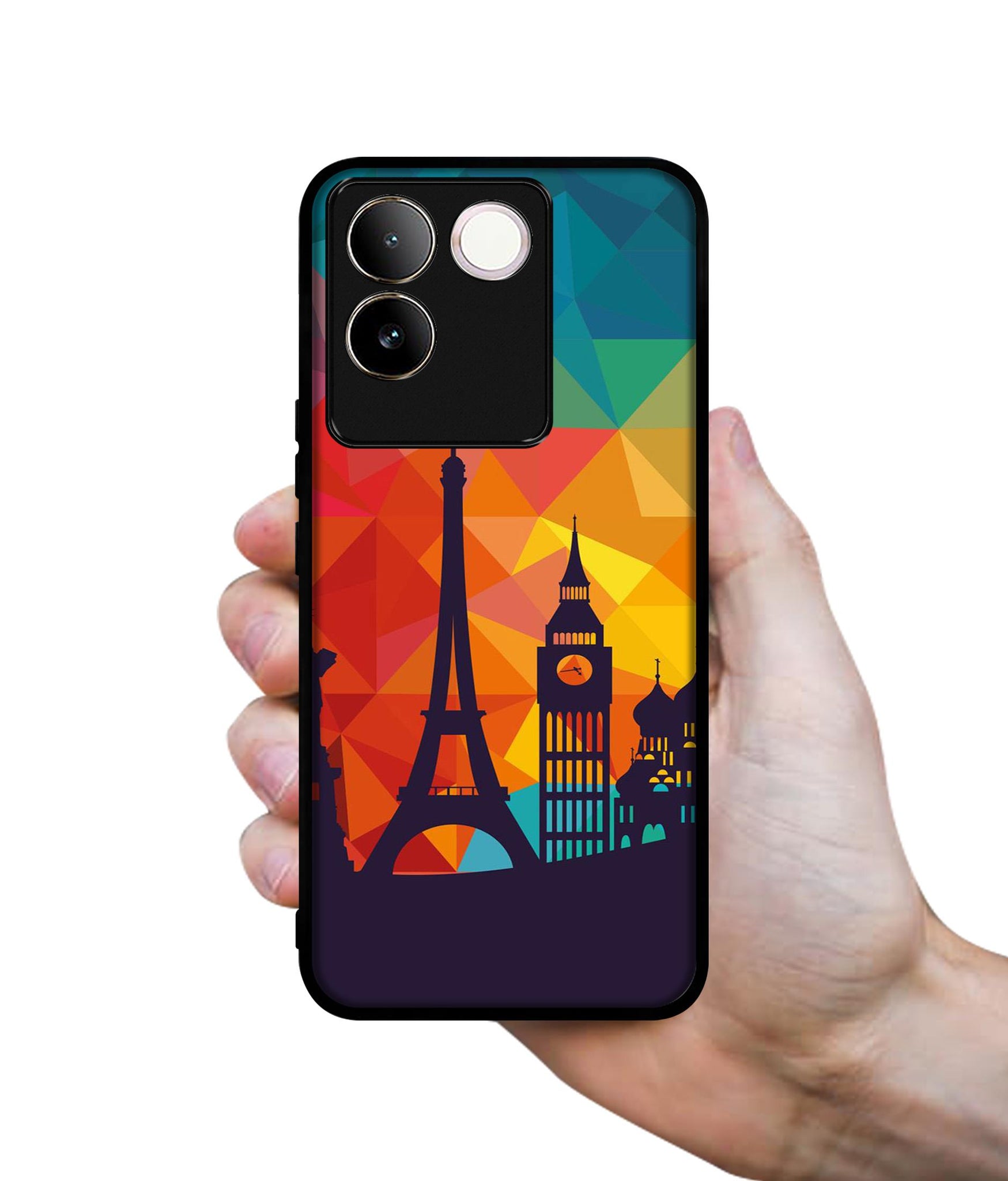 Colored Paris Designer 2D Printed Back Case Cover for iQOO Z7 Pro 5G / Vivo T2 Pro 5G / S17e 5G