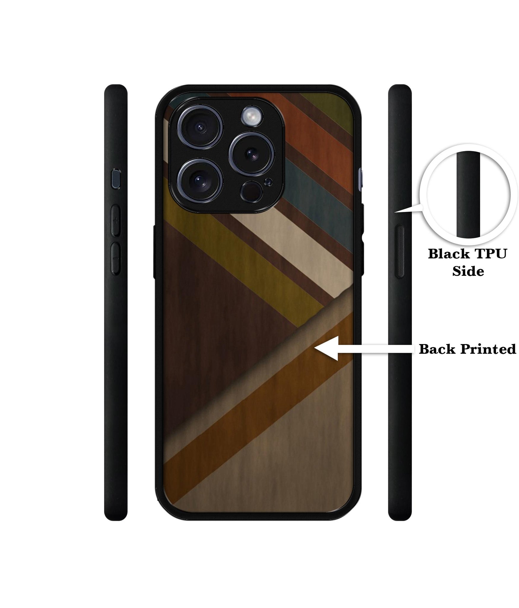 Colorful Wooden Pattern Designer 2D Printed Back Case Cover for Apple iPhone 15 Pro