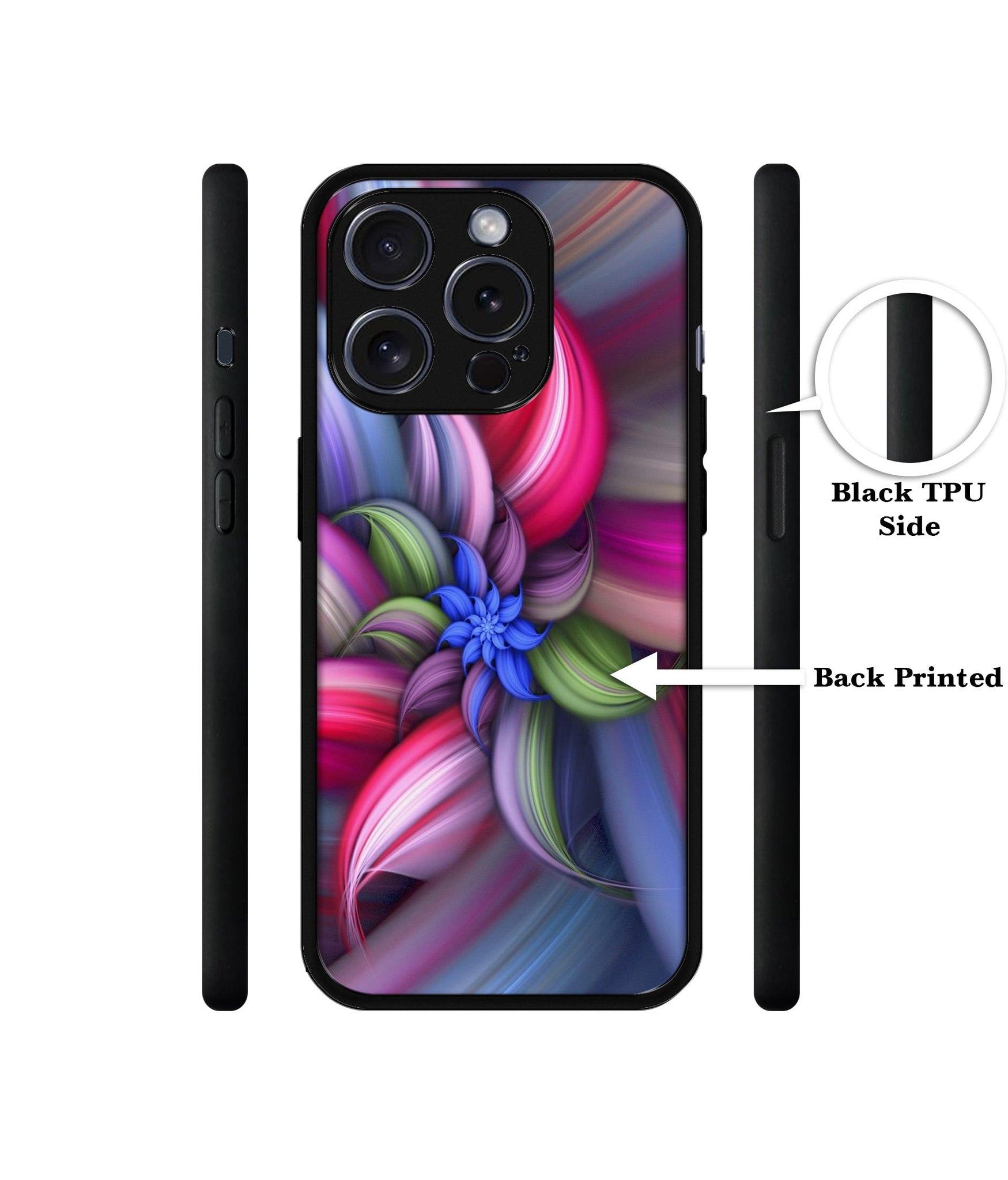 Colorful Flower Designer 2D Printed Back Case Cover for Apple iPhone 15 Pro