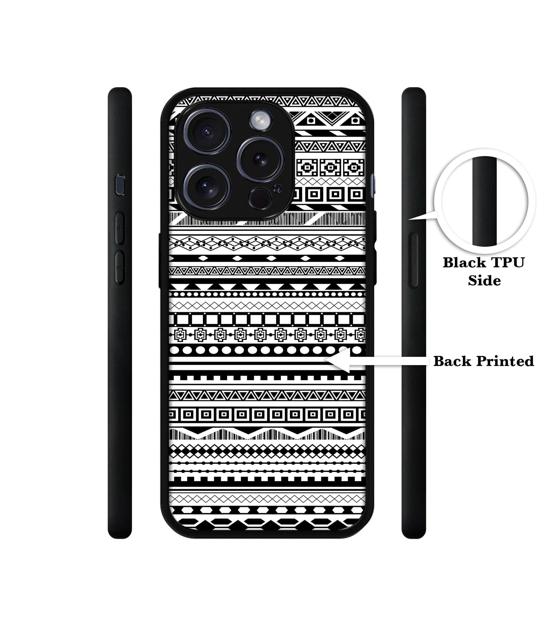 Black & White Patterns Designer 2D Printed Back Case Cover for Apple iPhone 15 Pro