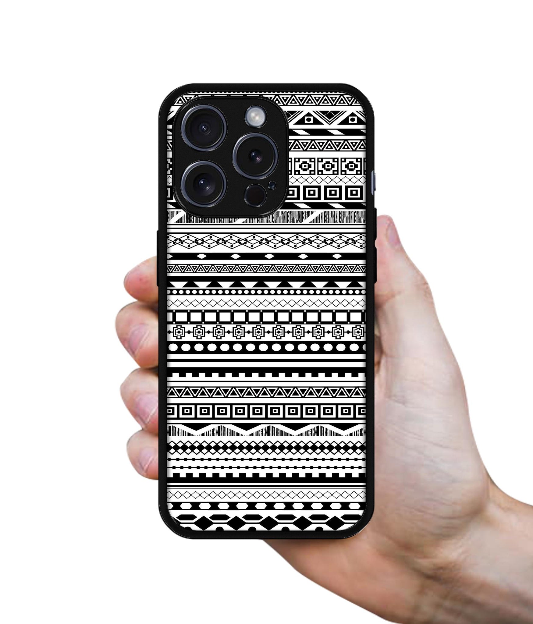 Black & White Patterns Designer 2D Printed Back Case Cover for Apple iPhone 15 Pro