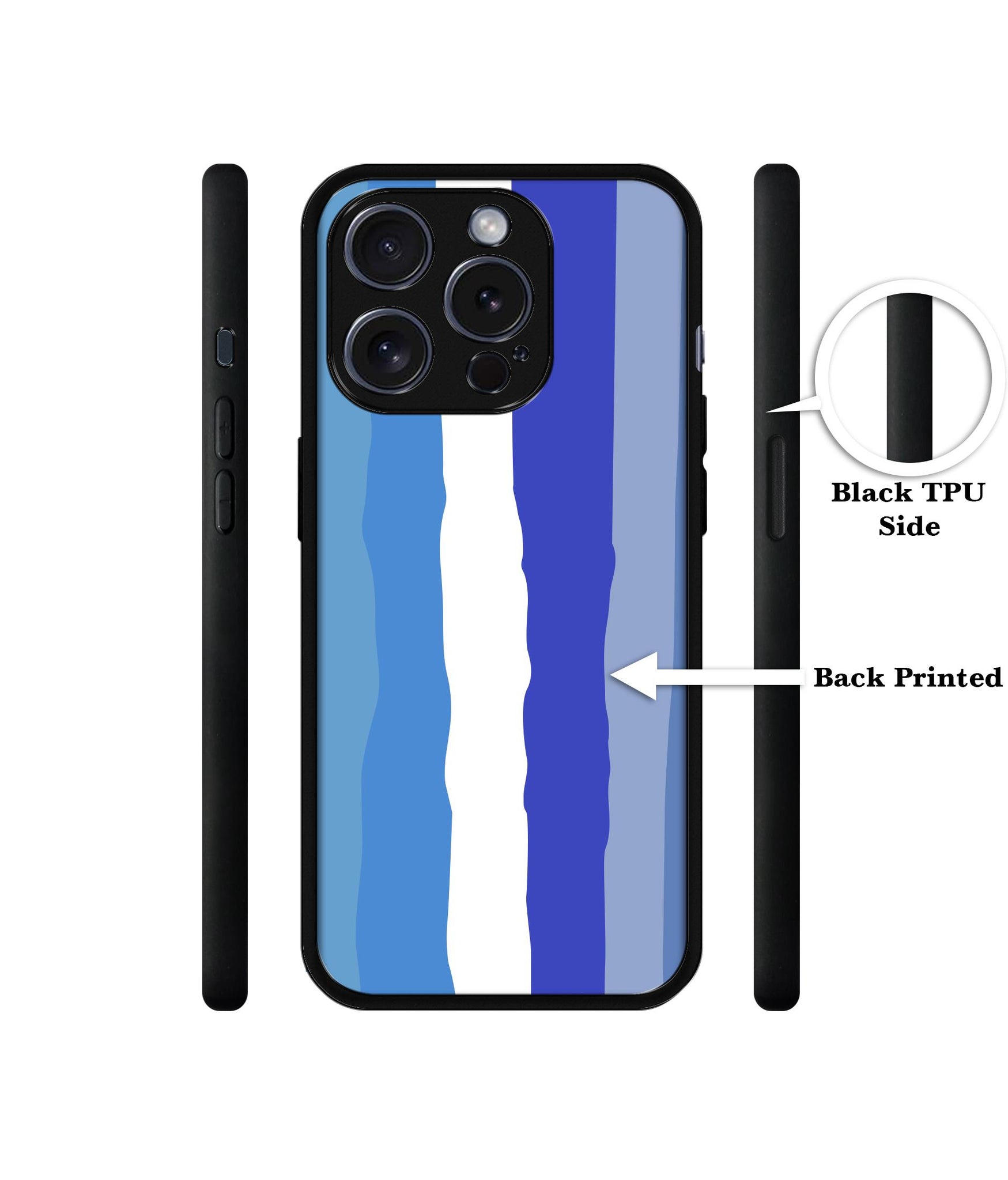 Blue Stripes Rainbow Designer 2D Printed Back Case Cover for Apple iPhone 15 Pro