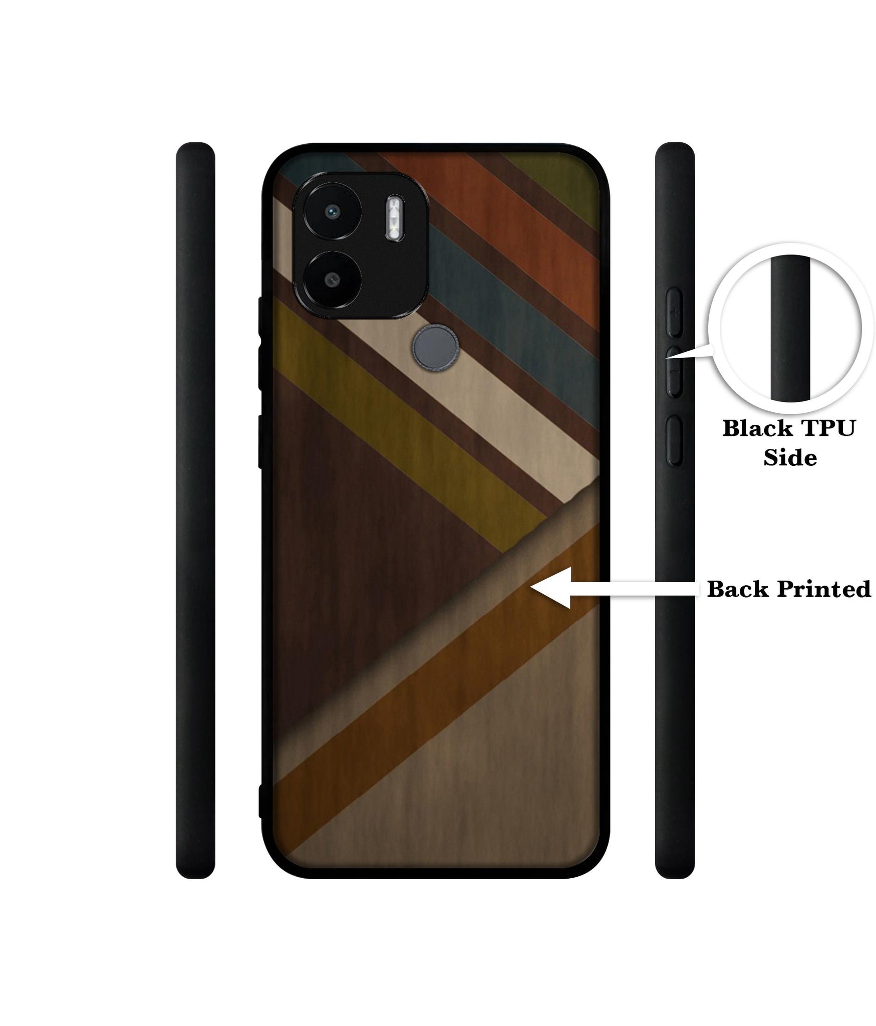 Colorful Wooden Pattern Designer 2D Printed Back Case Cover for Mi Redmi A1 Plus 4G / A2 Plus 4G / Poco C50 4G / C51 4G