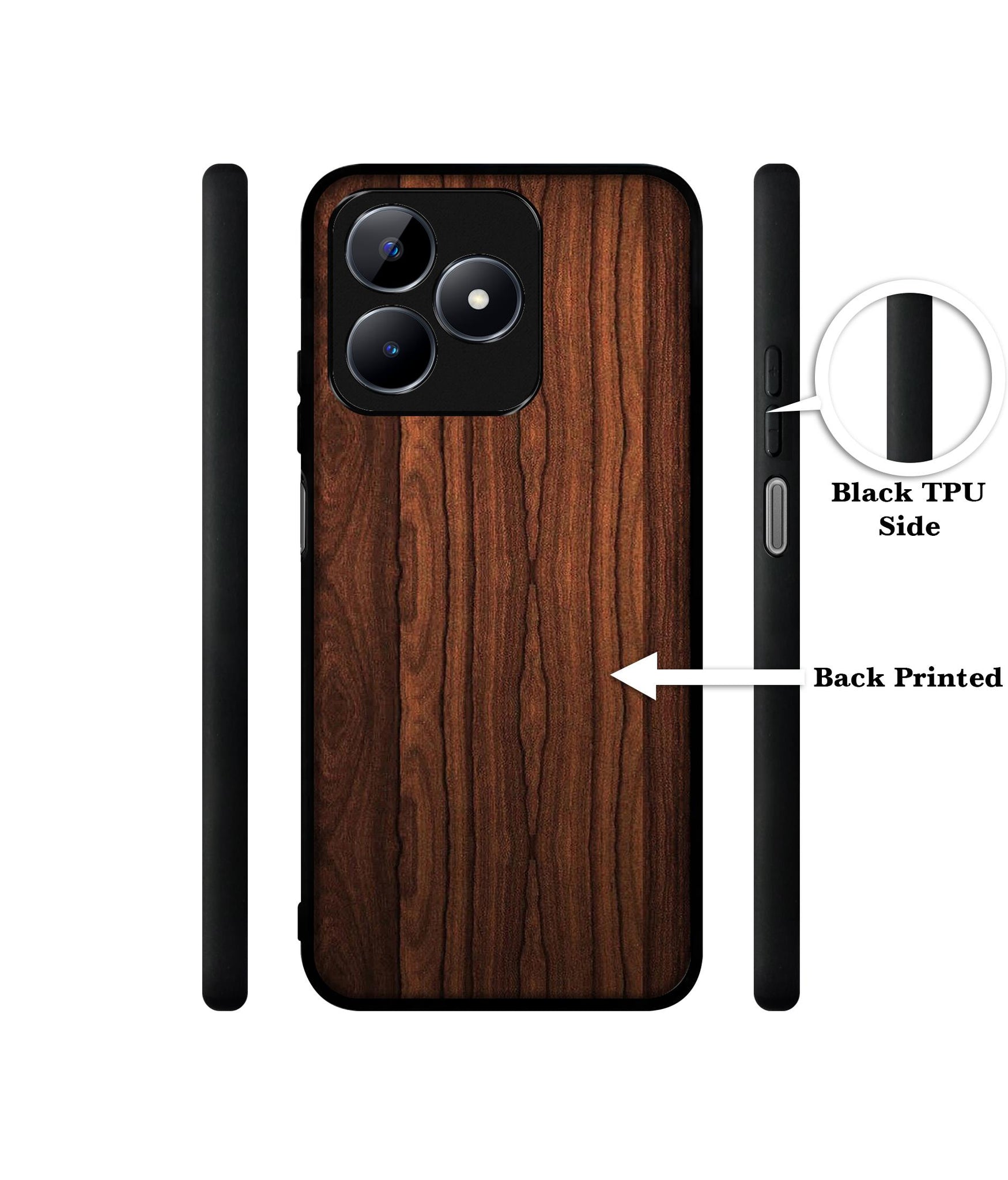 Brown Wooden Texture Designer 2D Printed Back Case Cover for Realme C53 4G / C51 4G / Narzo N53 4G