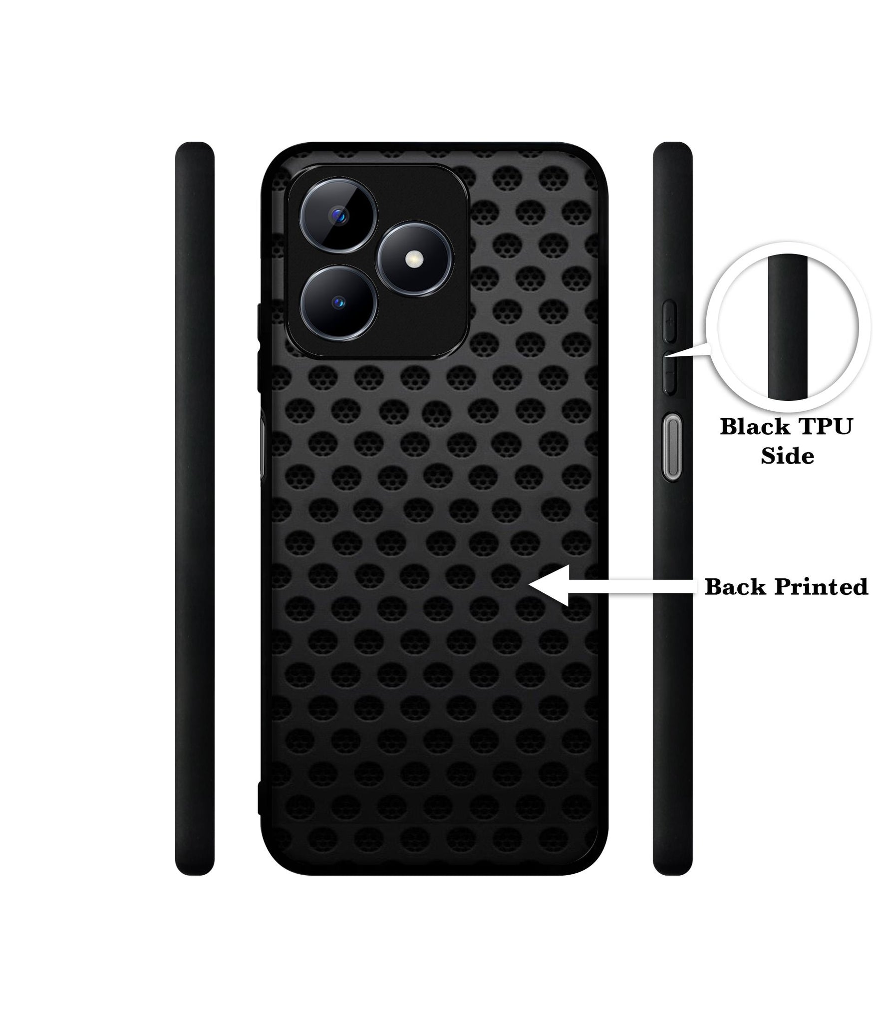 Black Circle Designer 2D Printed Back Case Cover for Realme C53 4G / C51 4G / Narzo N53 4G