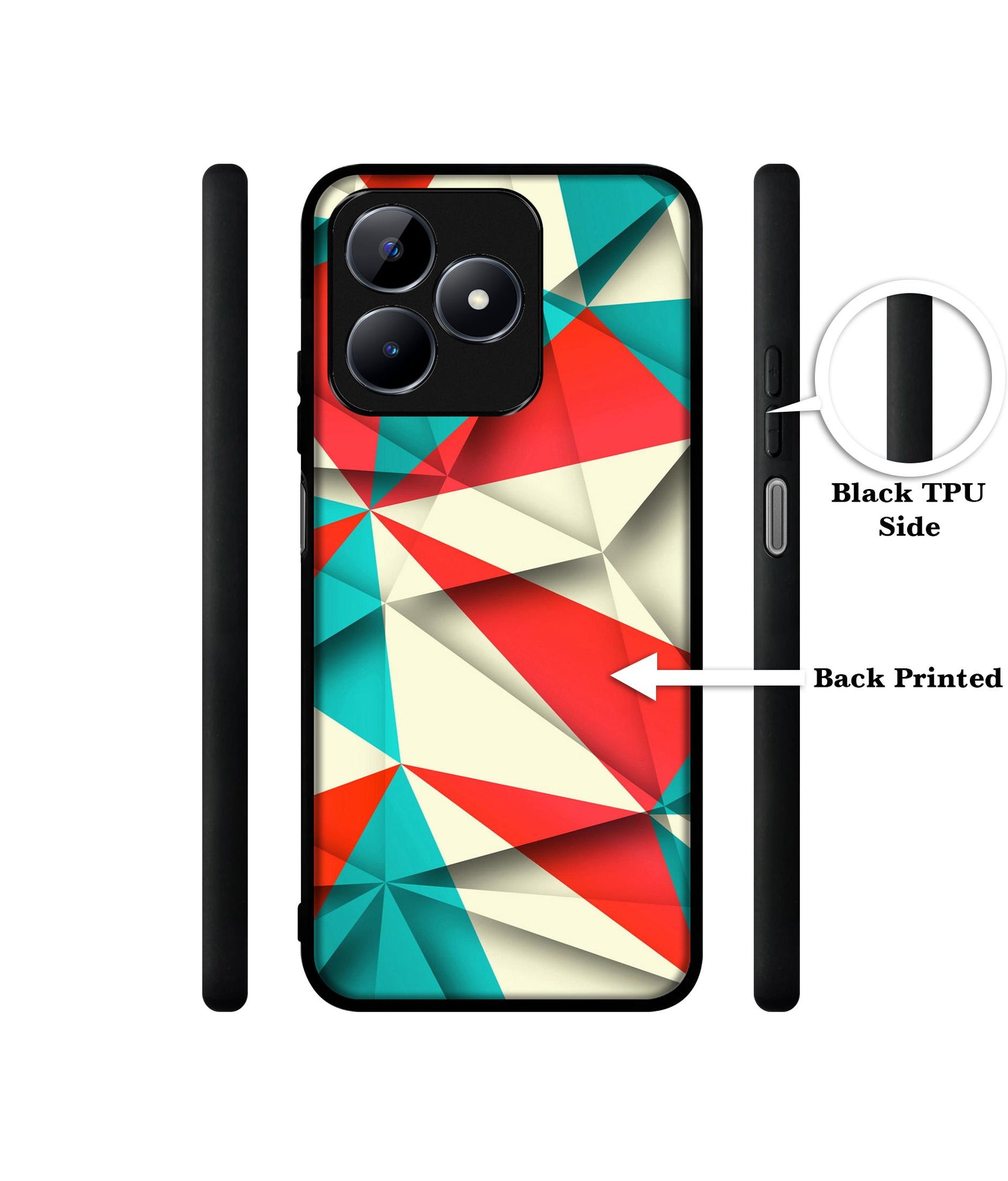 Red Blue White Pattern Designer 2D Printed Back Case Cover for Realme C53 4G / C51 4G / Narzo N53 4G