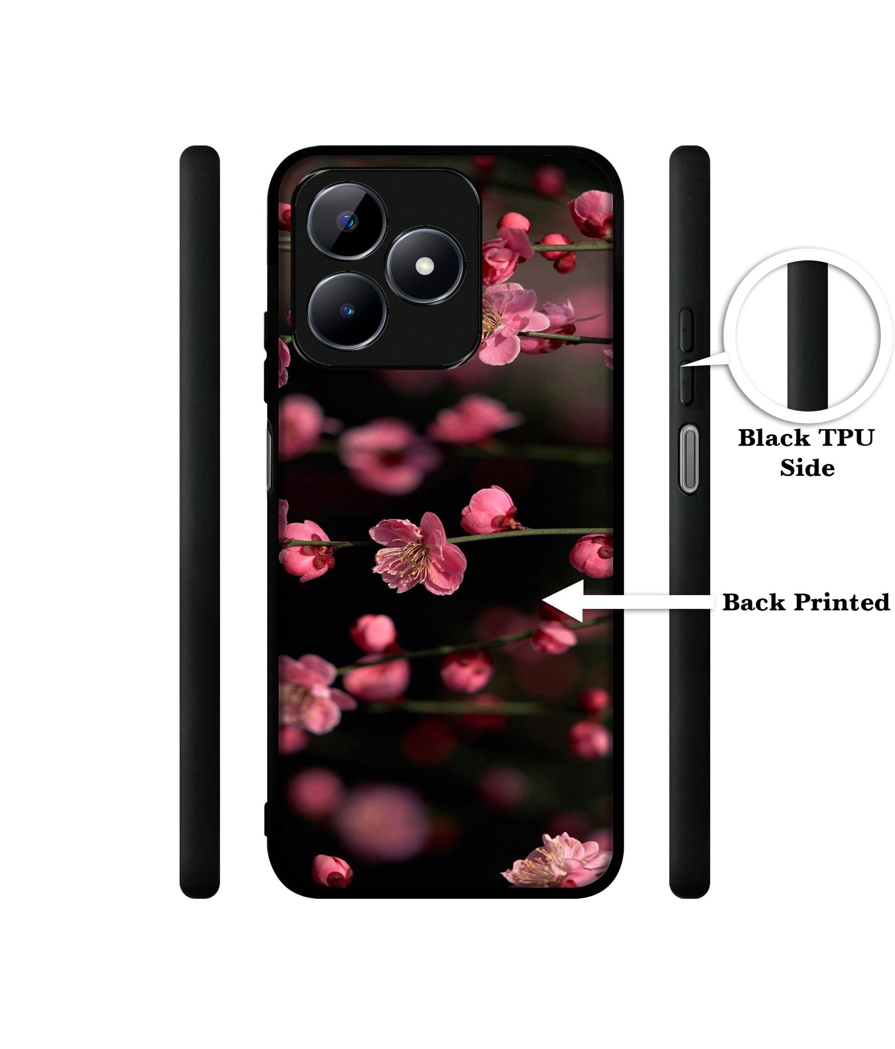 Pink Flowers Designer 2D Printed Back Case Cover for Realme C53 4G / C51 4G / Narzo N53 4G