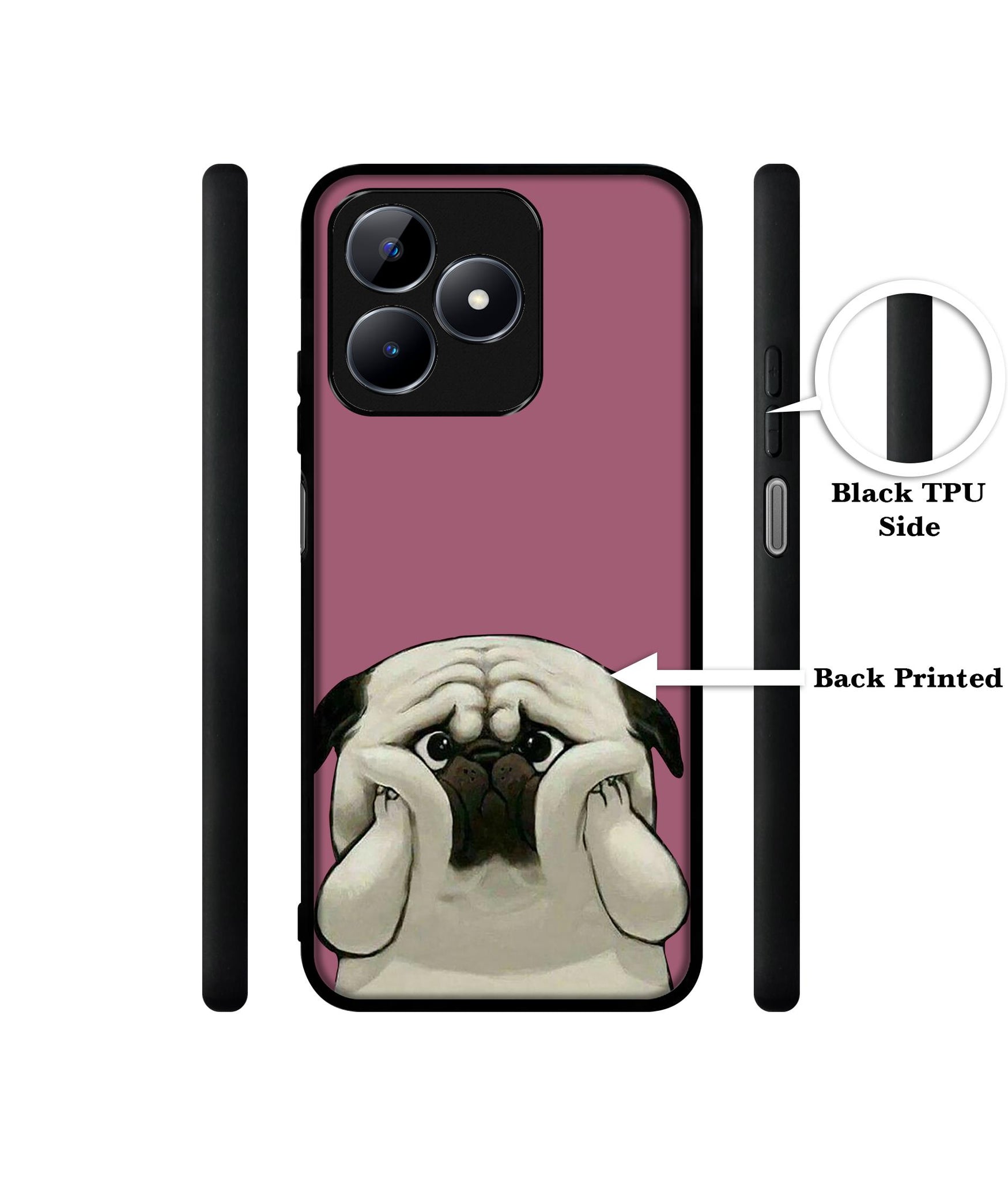 Cute Pug Holding Big Cheeks Designer 2D Printed Back Case Cover for Realme C53 4G / C51 4G / Narzo N53 4G