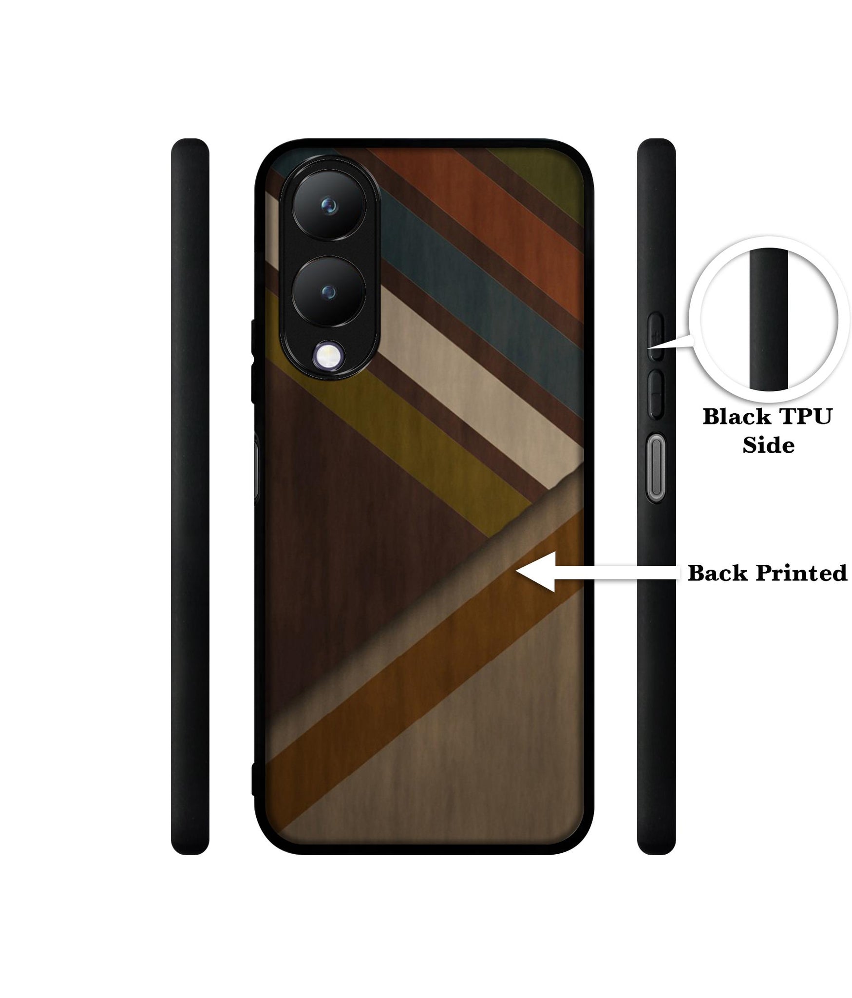 Colorful Wooden Pattern Designer 2D Printed Back Case Cover for Vivo Y17s 4G / Y28 5G