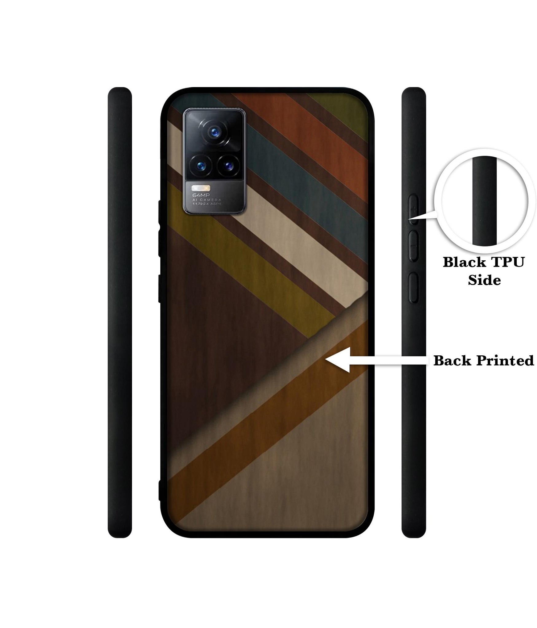 Colorful Wooden Pattern Designer 2D Printed Back Case Cover for Vivo Y73 4G / V21e 4G