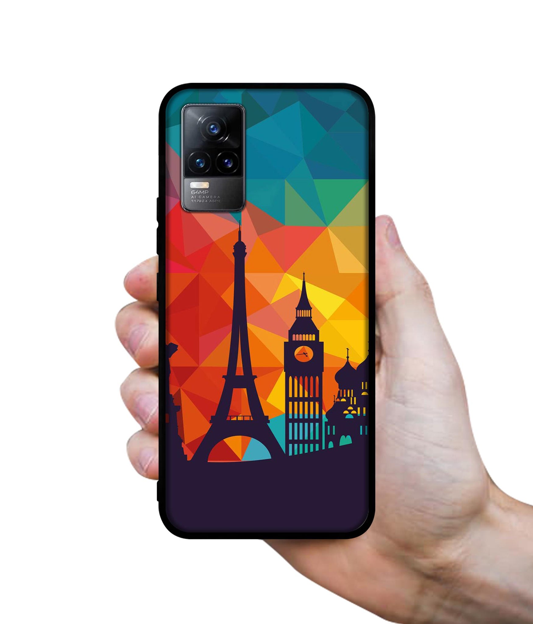 Colored Paris Designer 2D Printed Back Case Cover for Vivo Y73 4G / V21e 4G