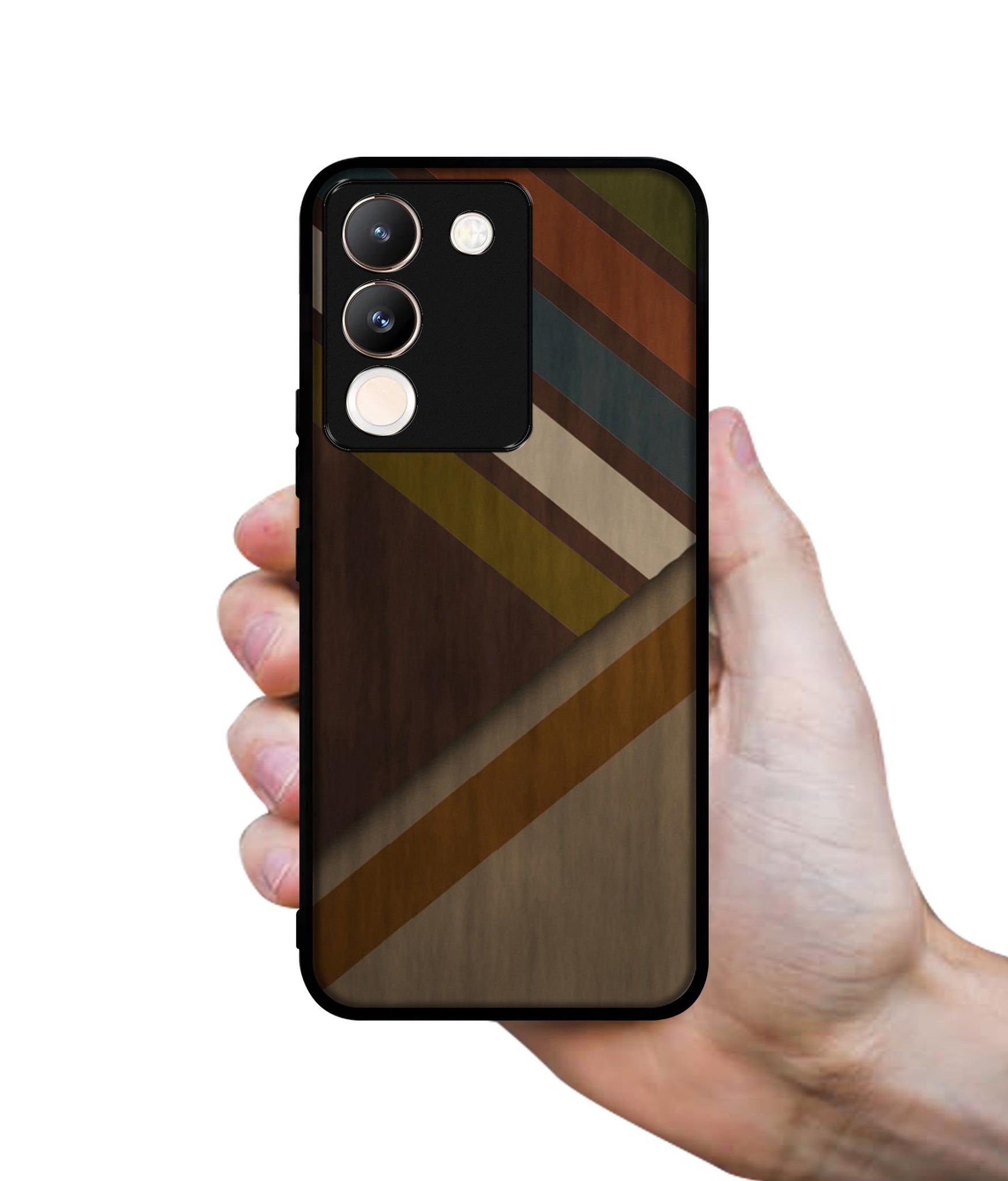Colorful Wooden Pattern Designer 2D Printed Back Case Cover for Vivo Y200 5G