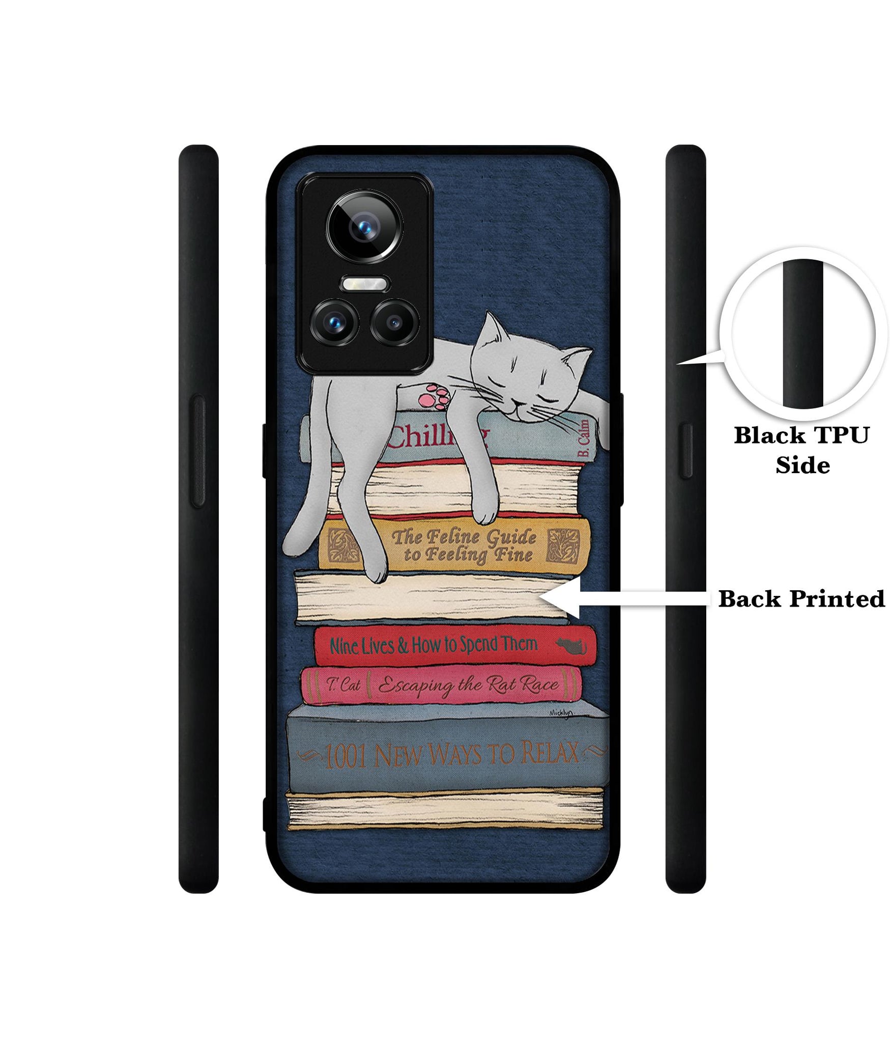 Cat Sleeping On The Books Designer 2D Printed Back Case Cover for Realme GT Neo 3 5G