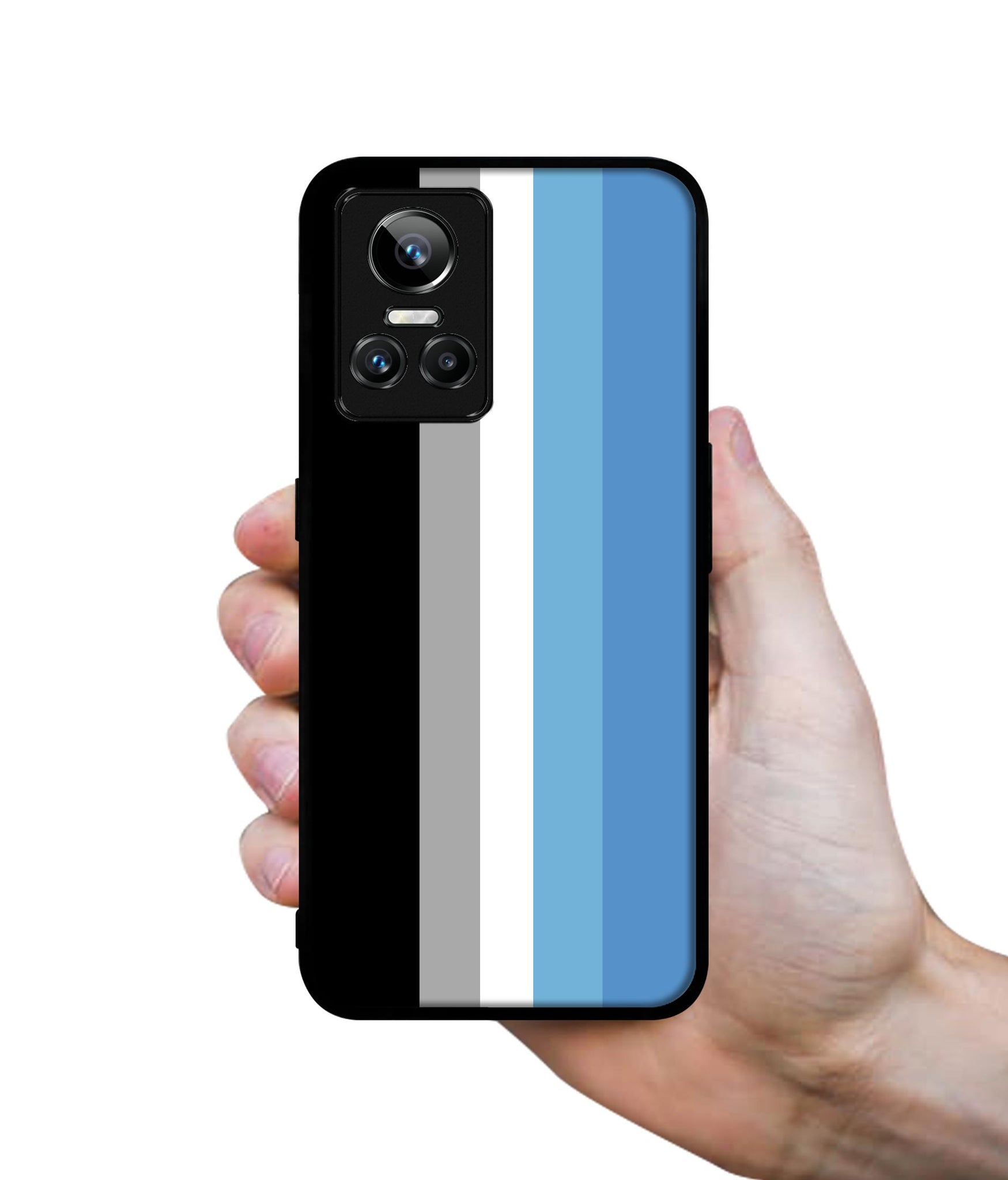 White and Blue Lines Designer 2D Printed Back Case Cover for Realme GT Neo 3 5G