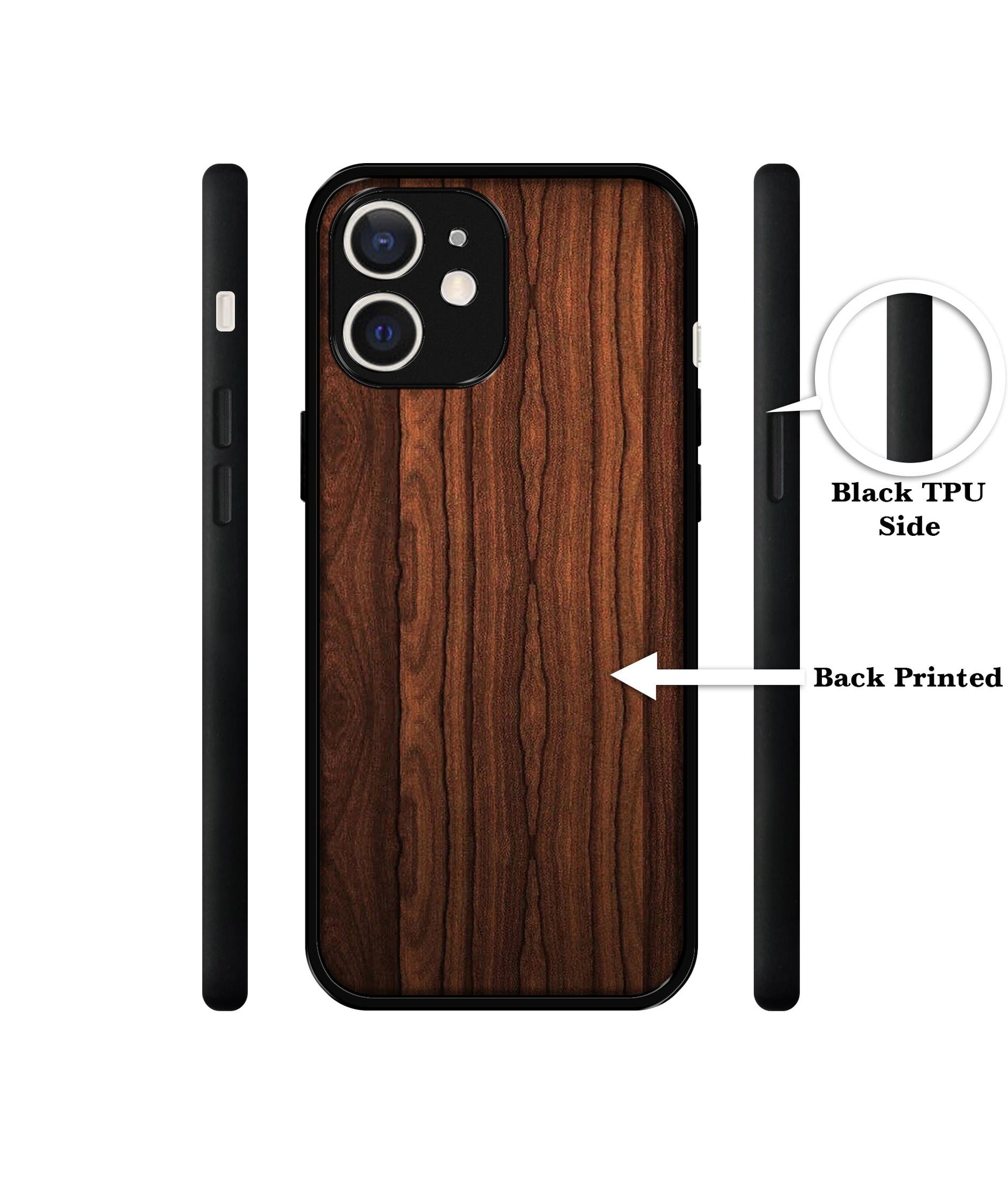 Brown Wooden Texture Design Designer 2D Printed Back Case Cover for Apple iPhone 12 Mini