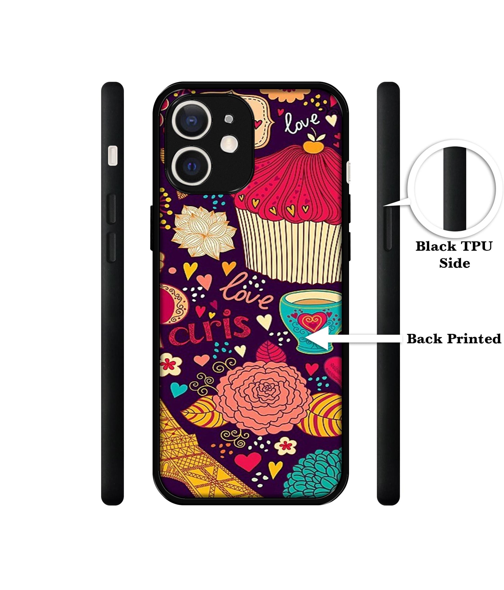 Paris Flower Love Design Designer 2D Printed Back Case Cover for Apple iPhone 12 Mini