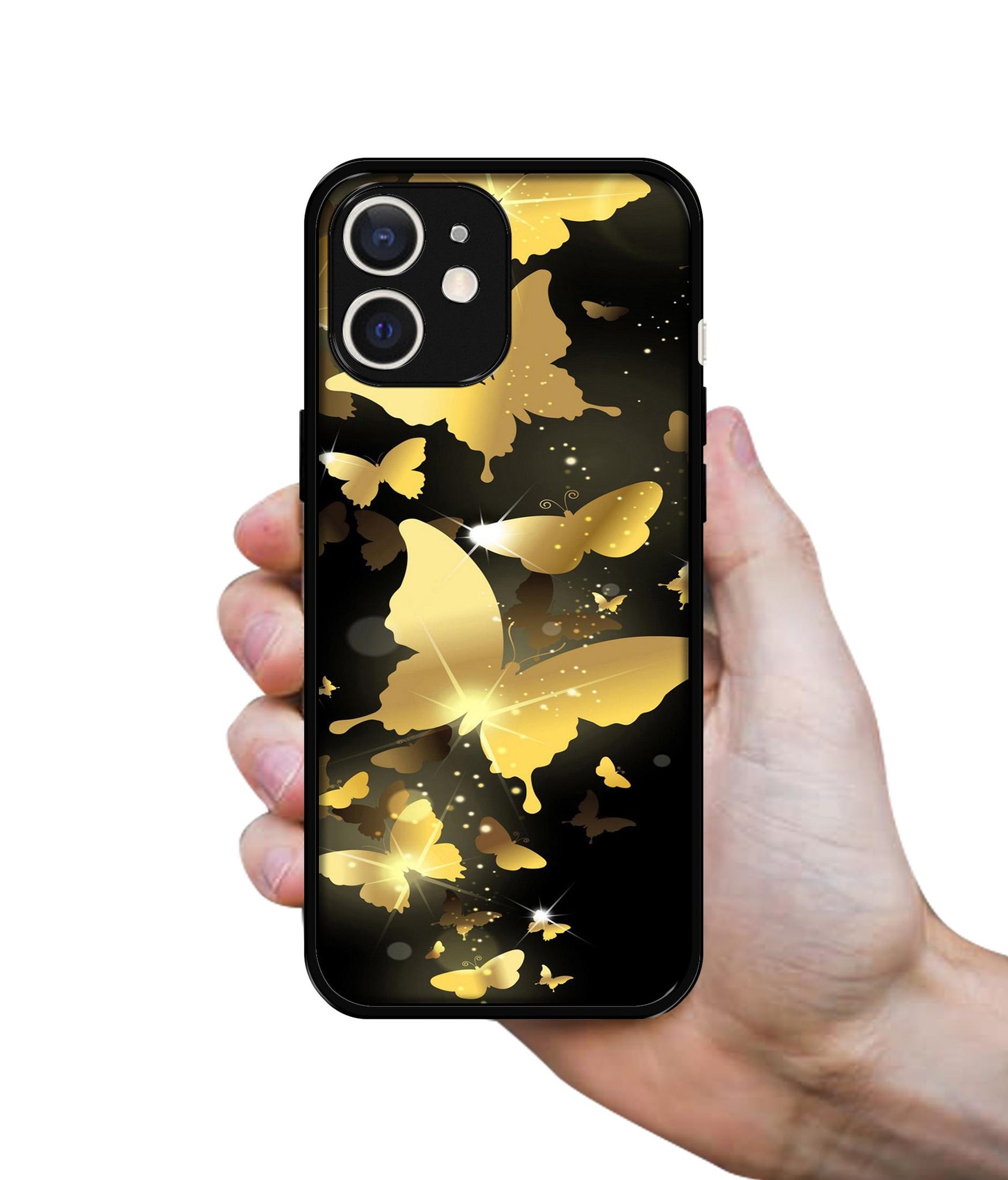 Golden Butterfly Pattern Design Designer 2D Printed Back Case Cover for Apple iPhone 12 Mini