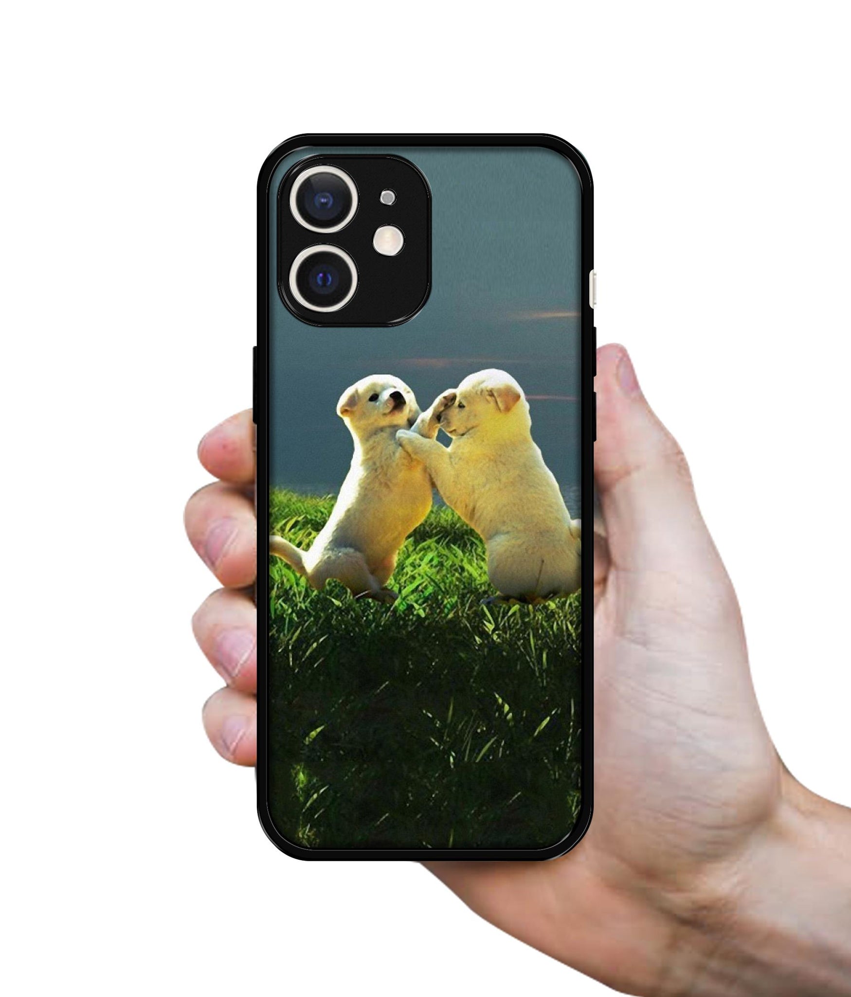 Puppy Couple Sunset Design Designer 2D Printed Back Case Cover for Apple iPhone 12 Mini