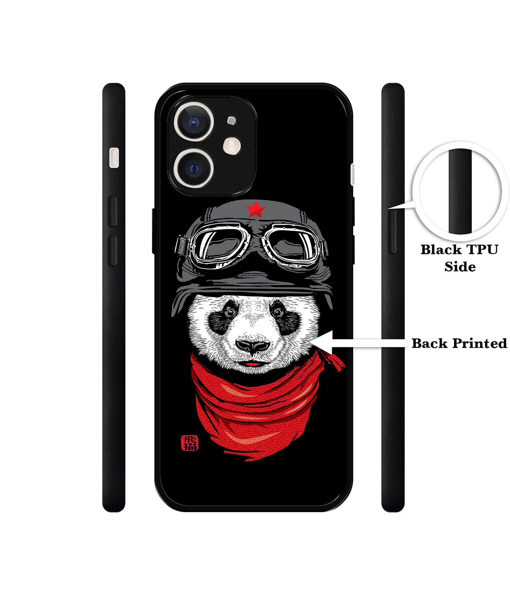 Biker Panda Design Designer 2D Printed Back Case Cover for Apple iPhone 12 Mini