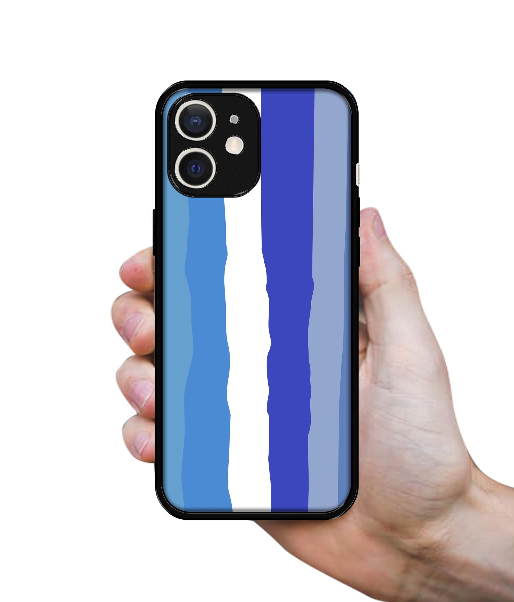 Blue Stripes Rainbow Design Designer 2D Printed Back Case Cover for Apple iPhone 12 Mini