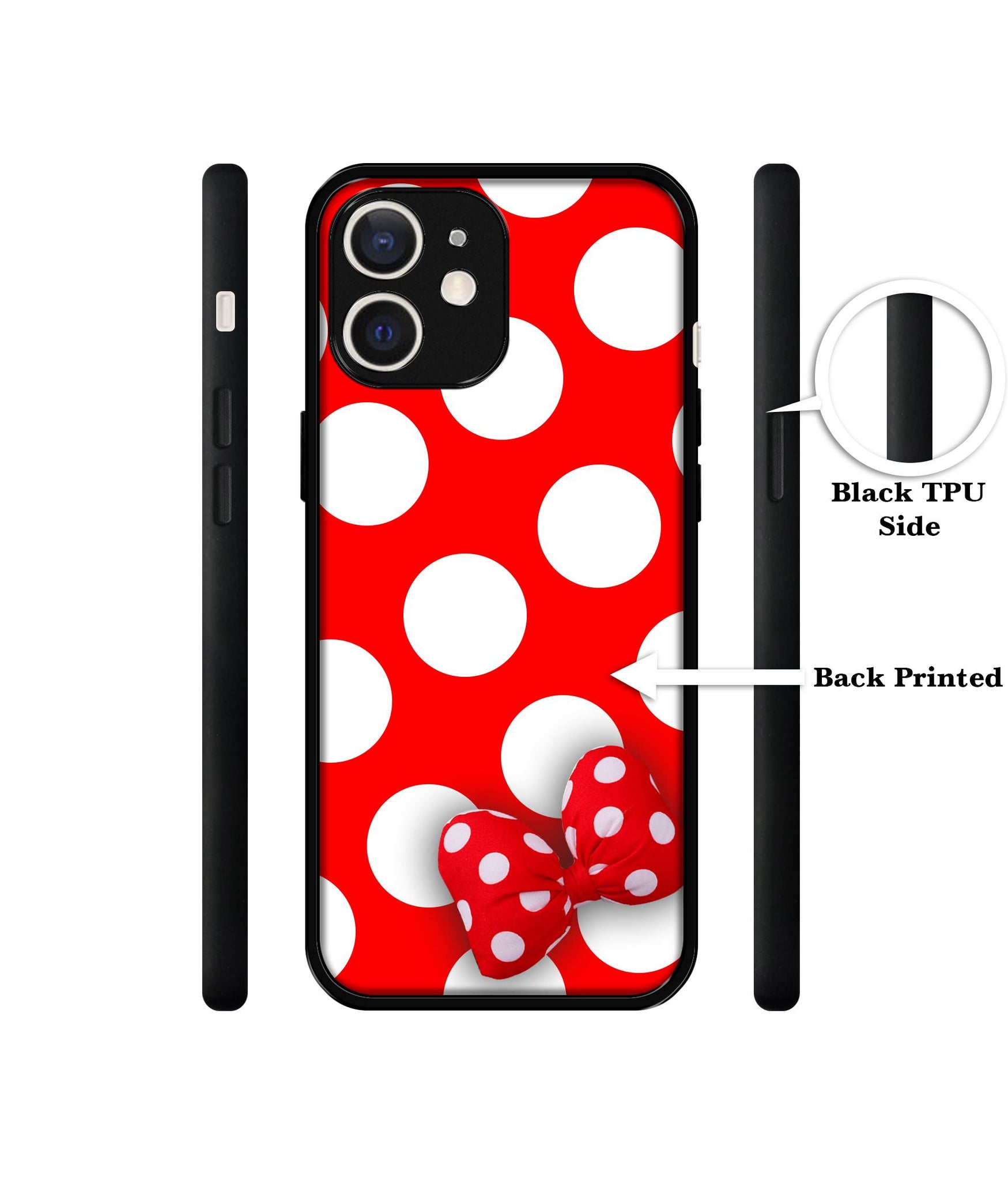 Red Polka Dots Design Designer 2D Printed Back Case Cover for Apple iPhone 12 Mini