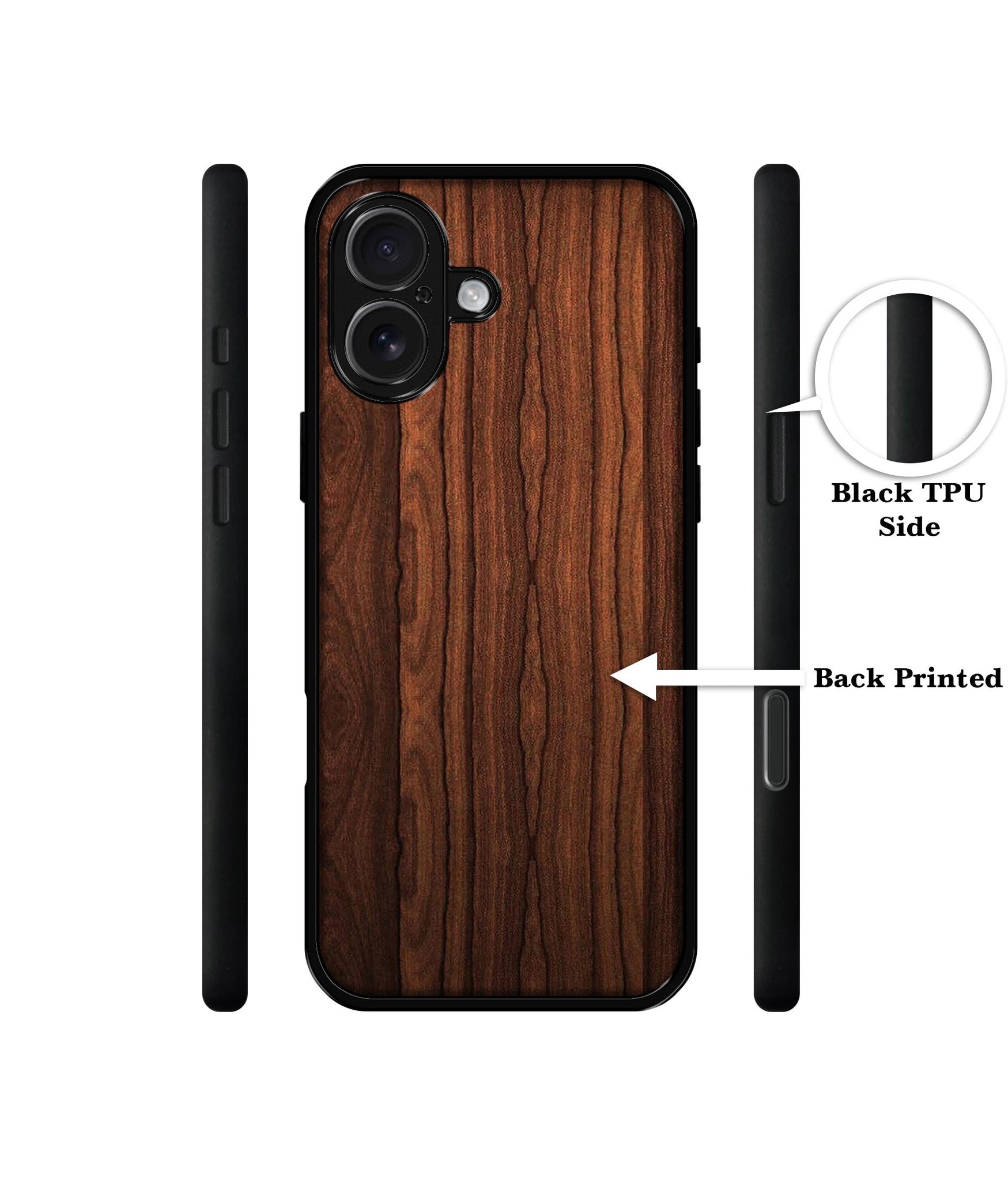 Brown Wooden Texture Design Designer 2D Printed Back Case Cover for Apple iPhone 16 Plus