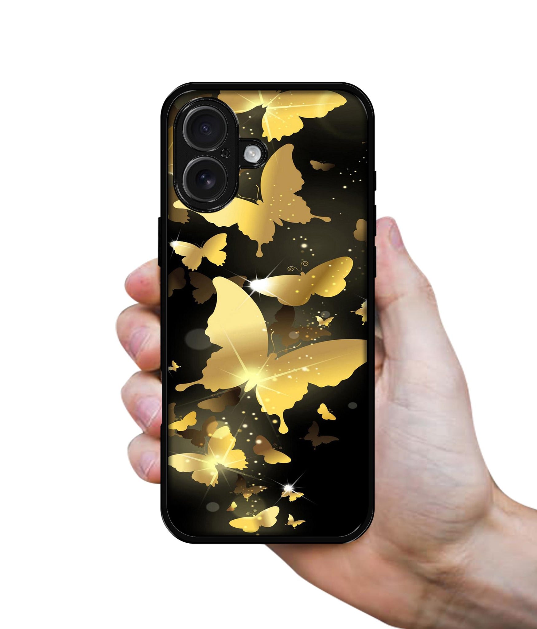 Golden Butterfly Pattern Design Designer 2D Printed Back Case Cover for Apple iPhone 16 Plus