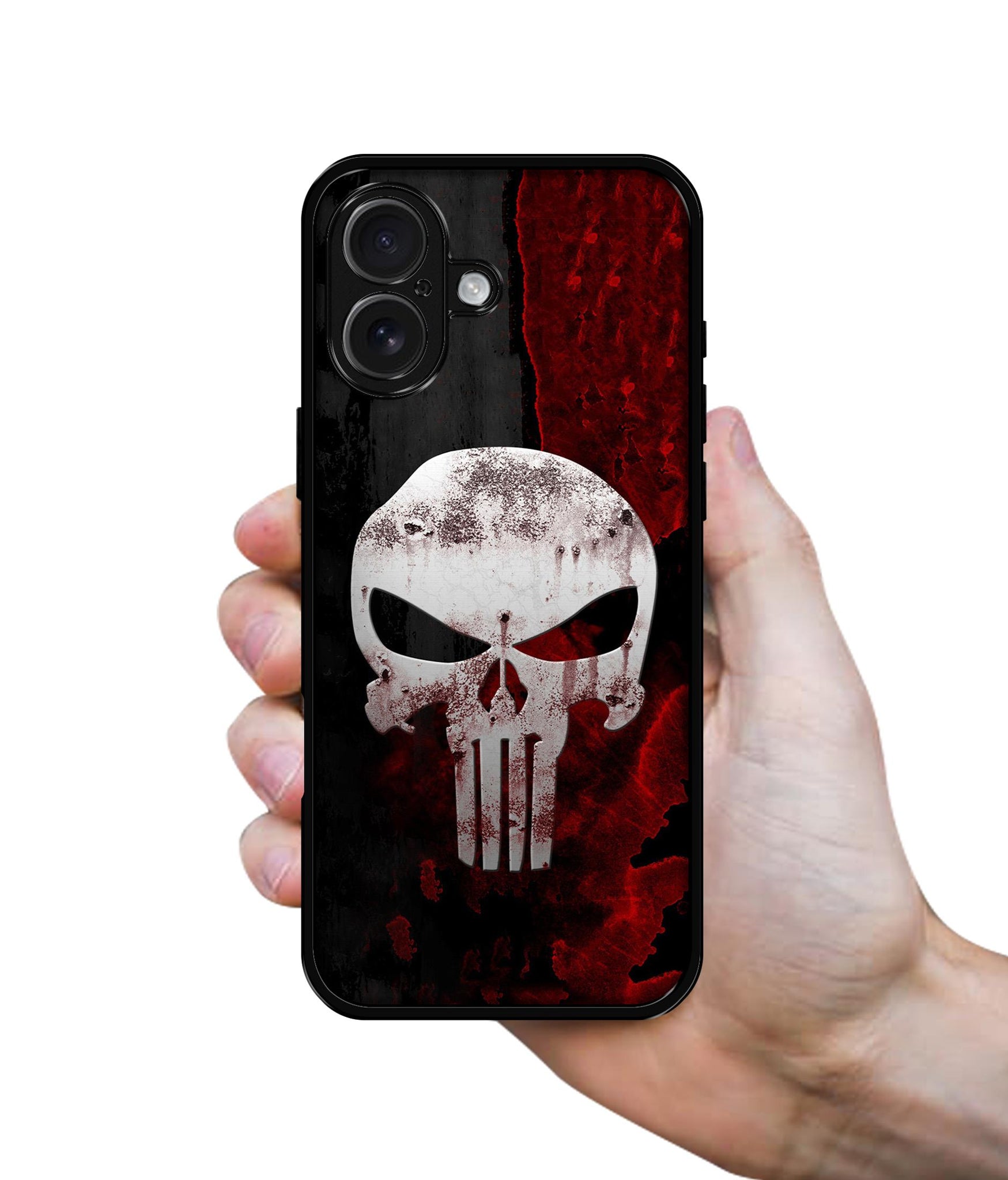 Punisher Skull Design Designer 2D Printed Back Case Cover for Apple iPhone 16 Plus