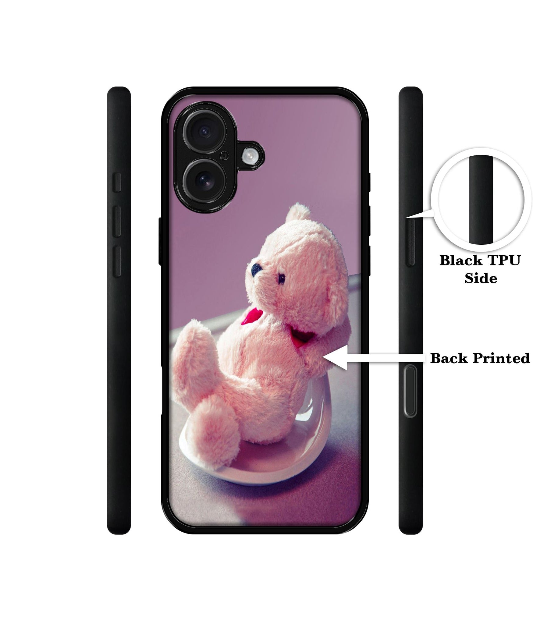 Cute Teddy Bear Design Designer 2D Printed Back Case Cover for Apple iPhone 16 Plus