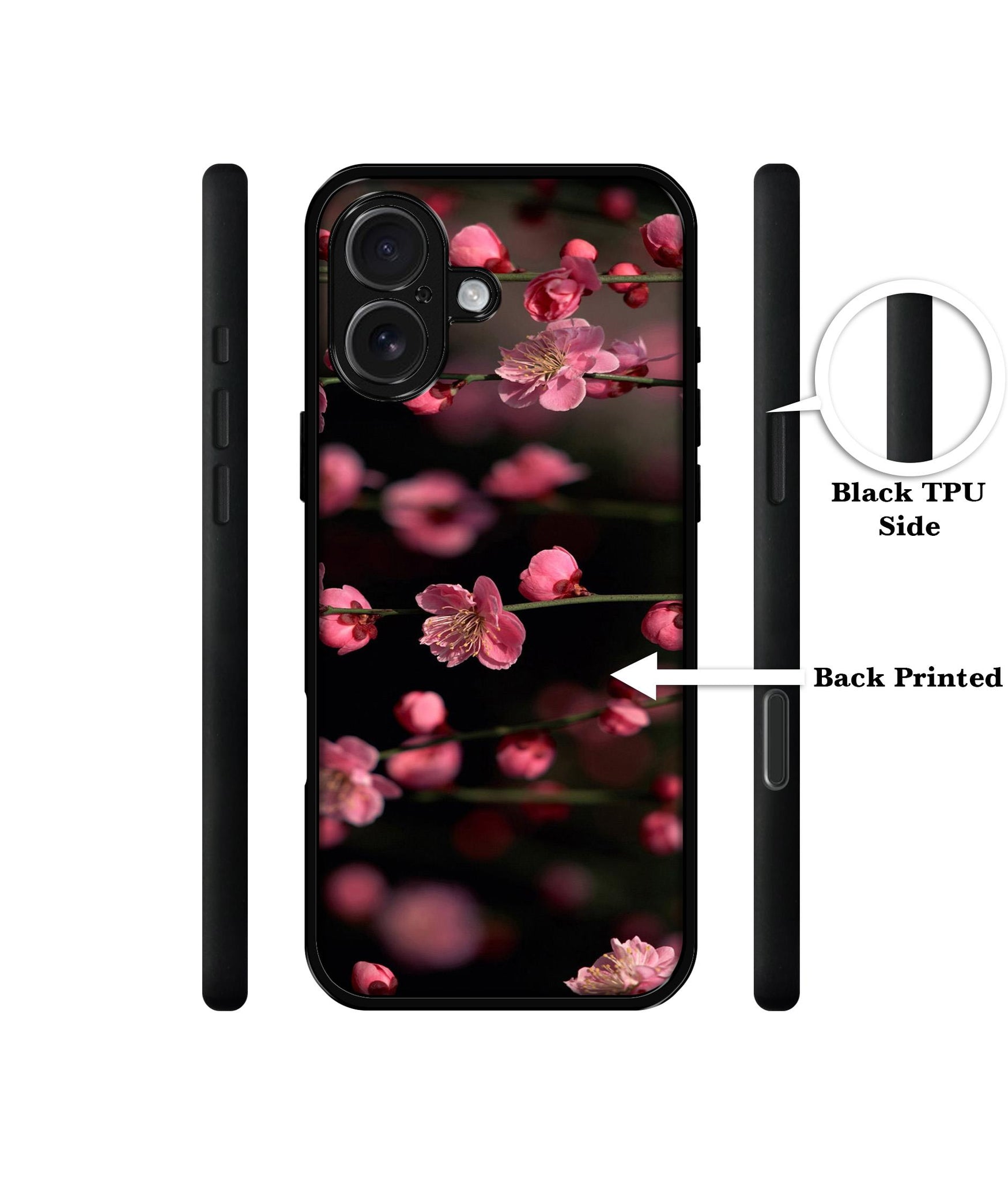 Pink Flowers Design Designer 2D Printed Back Case Cover for Apple iPhone 16 Plus