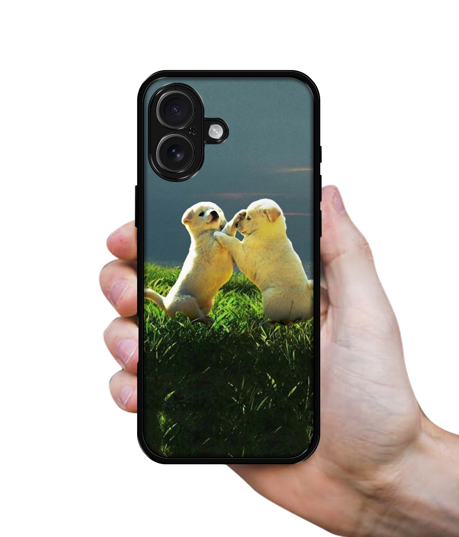 Puppy Couple Sunset Design Designer 2D Printed Back Case Cover for Apple iPhone 16 Plus