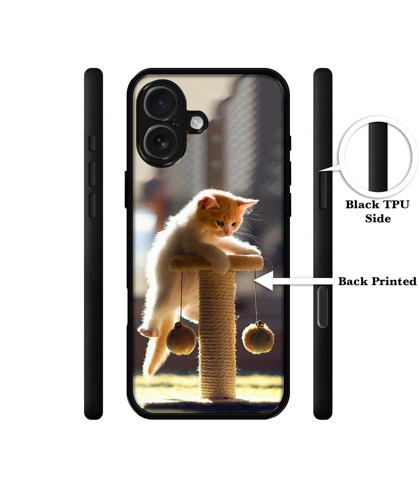 Cat Climbing Design Designer 2D Printed Back Case Cover for Apple iPhone 16 Plus