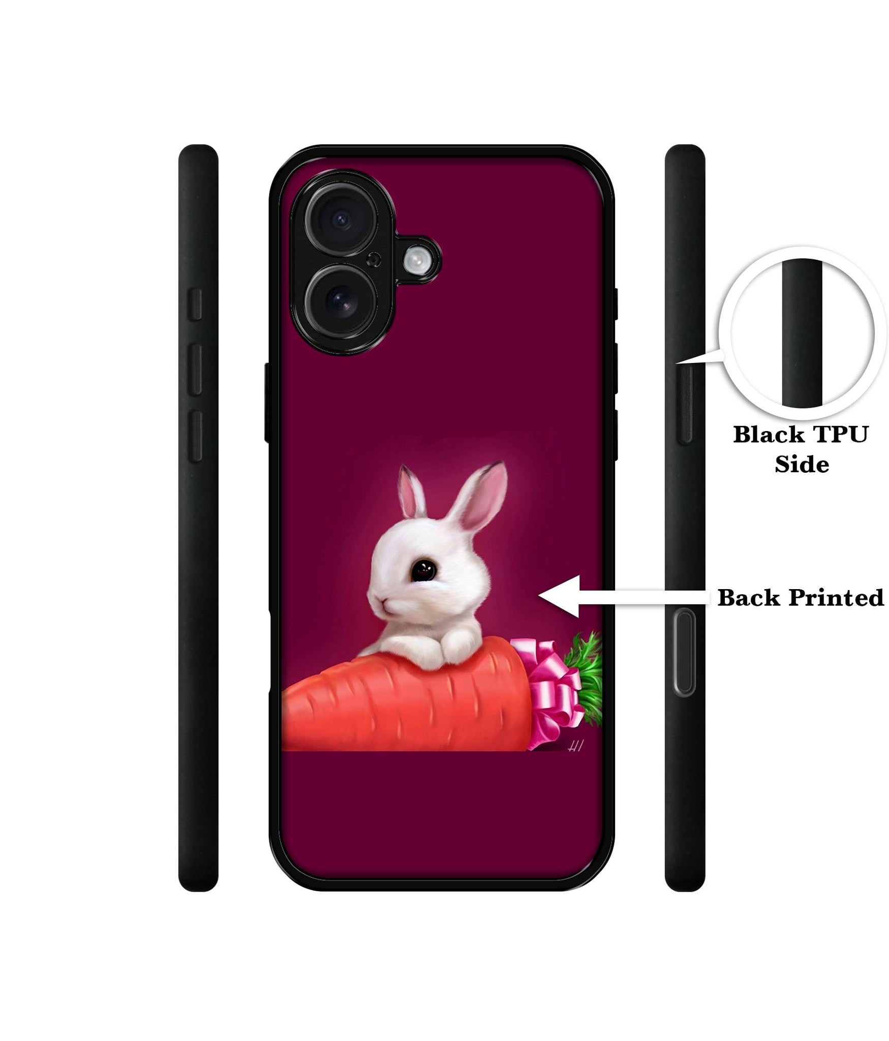 Bunny With Carrot Design Designer 2D Printed Back Case Cover for Apple iPhone 16 Plus